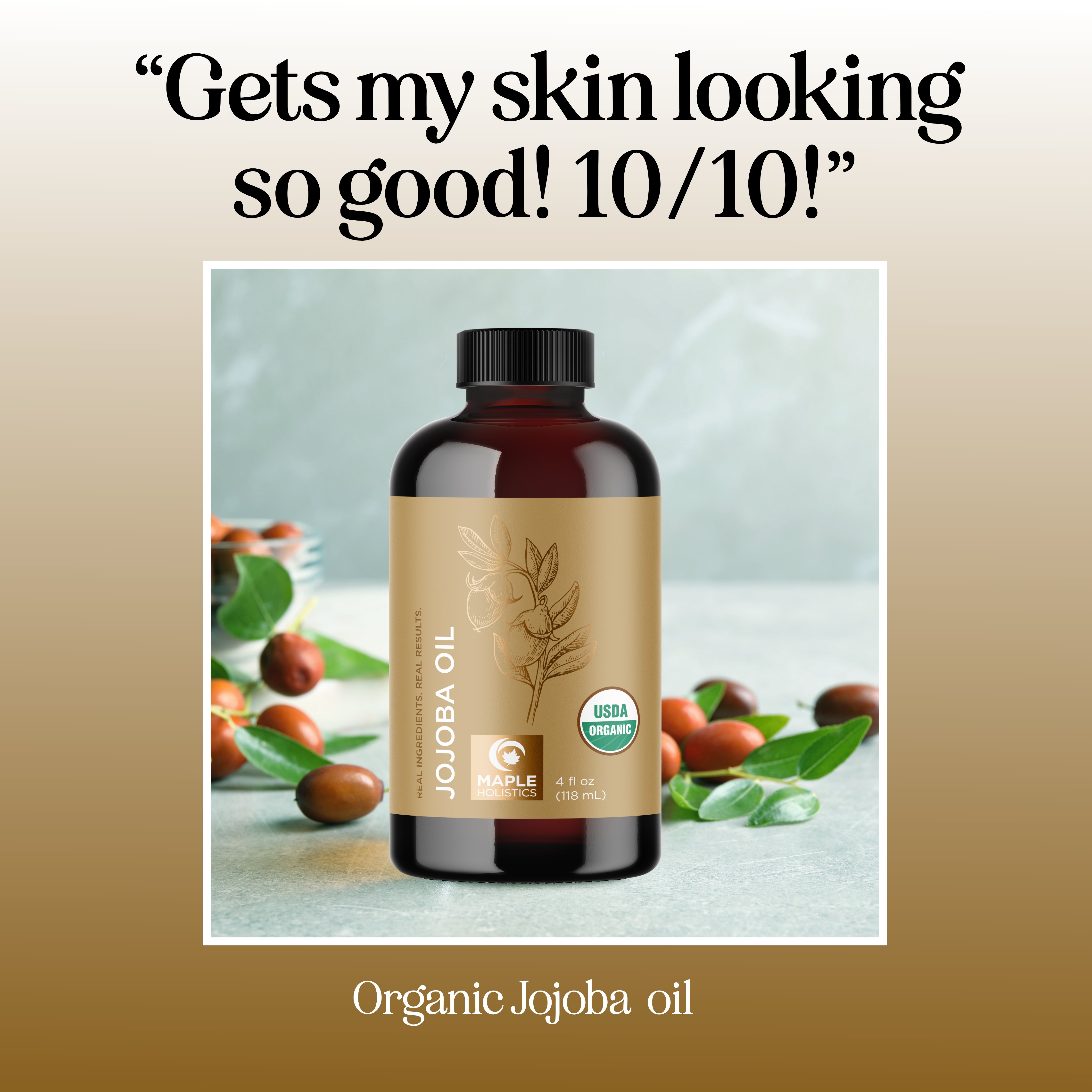 Pure Organic Jojoba Oil for Hair & Skin - 100% Natural Cold Pressed Moisturizer - Perfect for Face, Body & Scalp Care - Hydrating & Nourishing Treatment for Dry Skin & Hair Growth