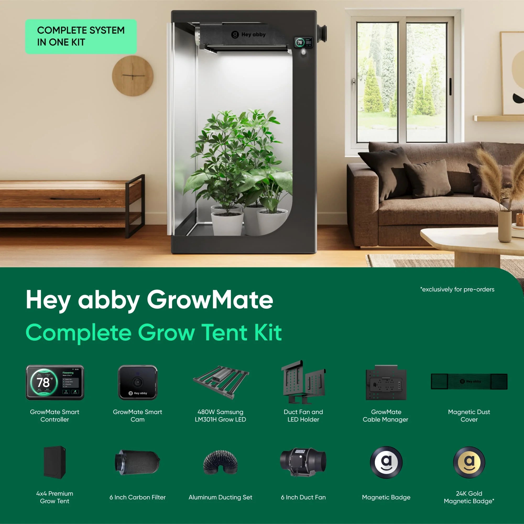 Hey abby GrowMate Next Gen Smart Indoor Grow System for Hydroponics, Herbs, and Vegetables - Perfect for Home Gardening and Urban Farming