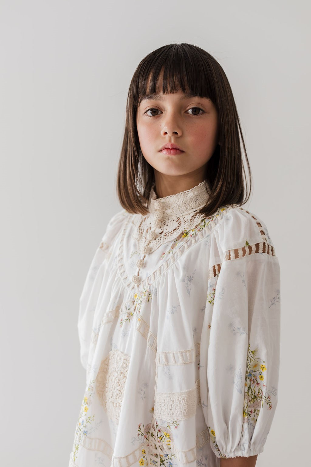 Petite Amalie Doily Applique Voile Spring Meadow Print Dress - Floral Summer Dress for Women, Boho Chic Style, Perfect for Garden Parties & Outdoor Events