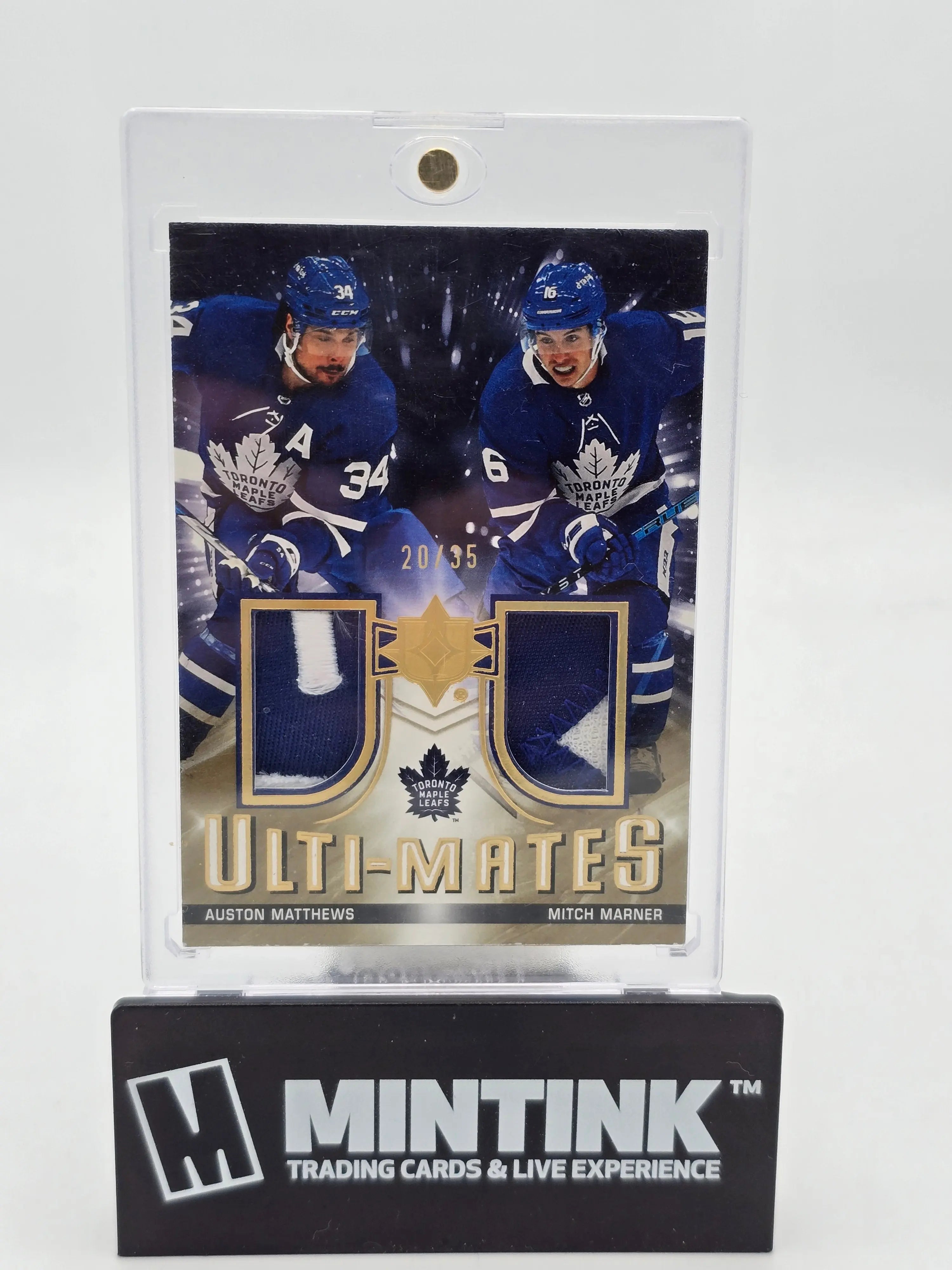 2021-22 Upper Deck Ultimate Collection Auston Matthews & Mitch Marner Ulti-Mates Dual Patch Card #/35 - NHL Hockey Collectible for Fans & Memorabilia Enthusiasts