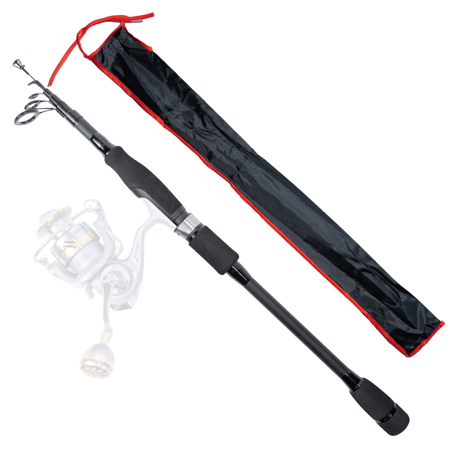 HAJIMARI 6-Section Telescopic Fishing Rod - 125g Lightweight Graphite Reel Seat | Medium-Light Action Collapsible Fishing Pole for Men & Women | Perfect for River, Ocean & Lake Fishing | Portable Travel & Backpacking Fishing Gear