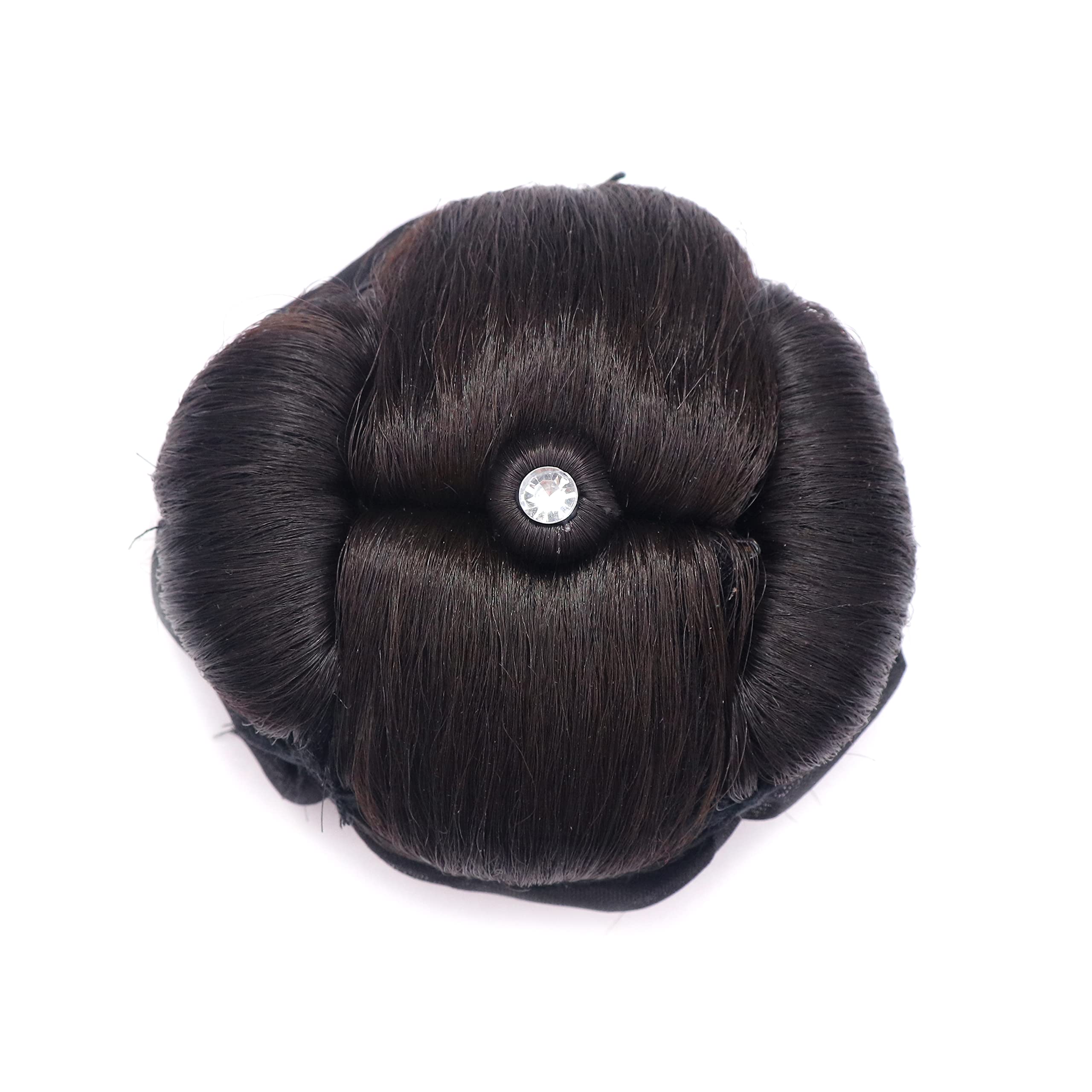 Honbon Hair Extension Plain Juda with Stone Work for Bun Decorations | Artificial Juda for Brides & Women | Perfect for Weddings, Parties & Special Occasions