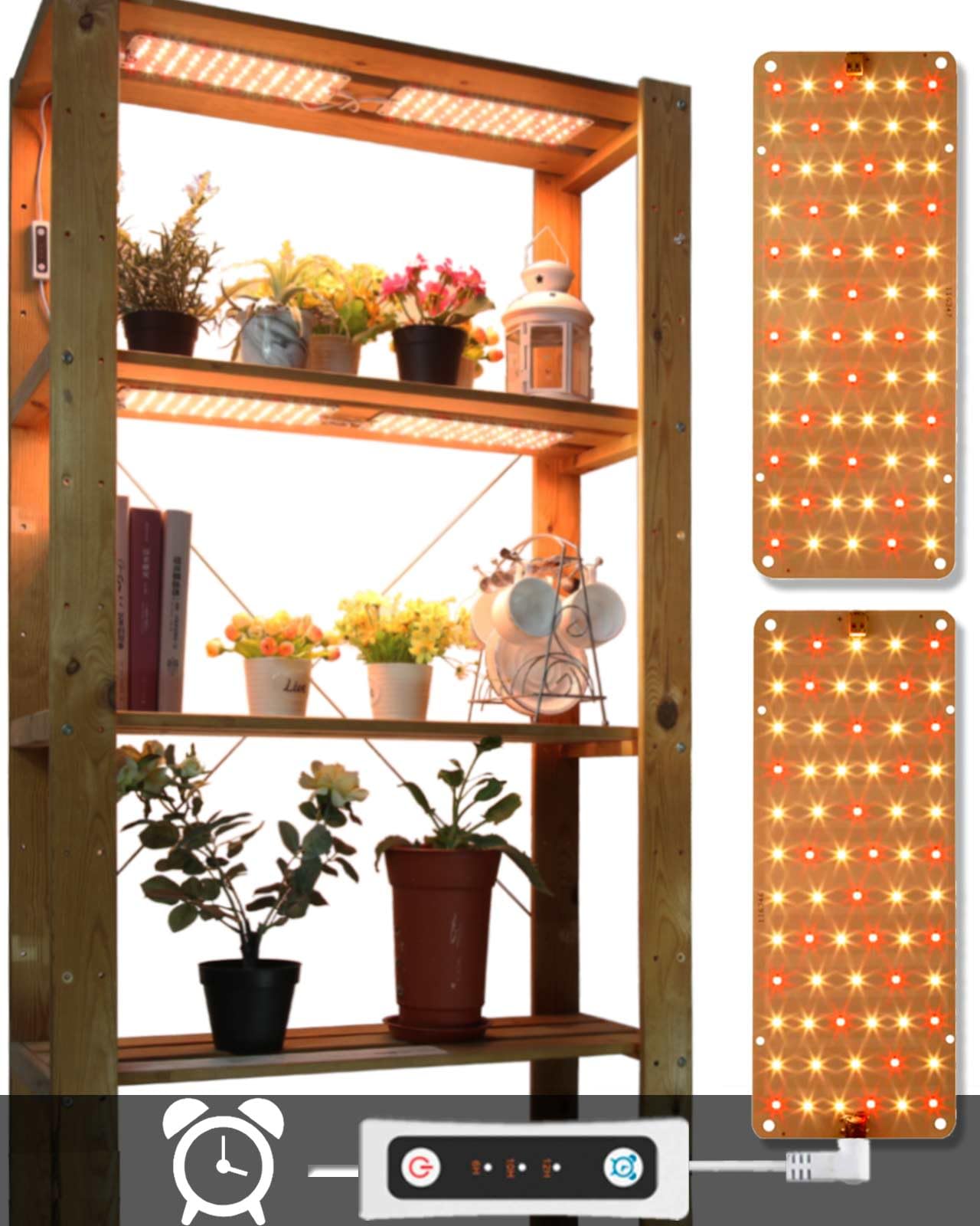 20W Ultra-Thin Full Spectrum LED Grow Light for Indoor Plants - 132 LEDs with 6/10/12H Timer - Under Cabinet Plant Growing Lamp for Seedlings, Vegetables & Flowers (2 Pack) - Perfect for Hydroponics, Greenhouses & Home Gardening
