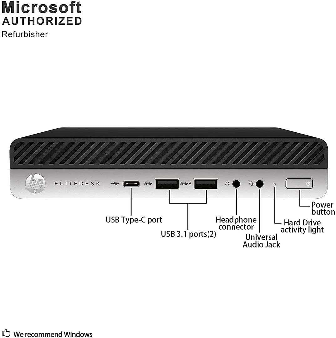 Refurbished HP 800 G4 Mini PC - Intel Core i5-8500T Processor (Up to 3.5GHz), 32GB DDR4 RAM, 256GB NVMe SSD, WiFi & Bluetooth, Dual Monitor Support, Wireless Keyboard/Mouse, Windows 11 Pro - Perfect for Home Office, Business Workstations & Compact Computing