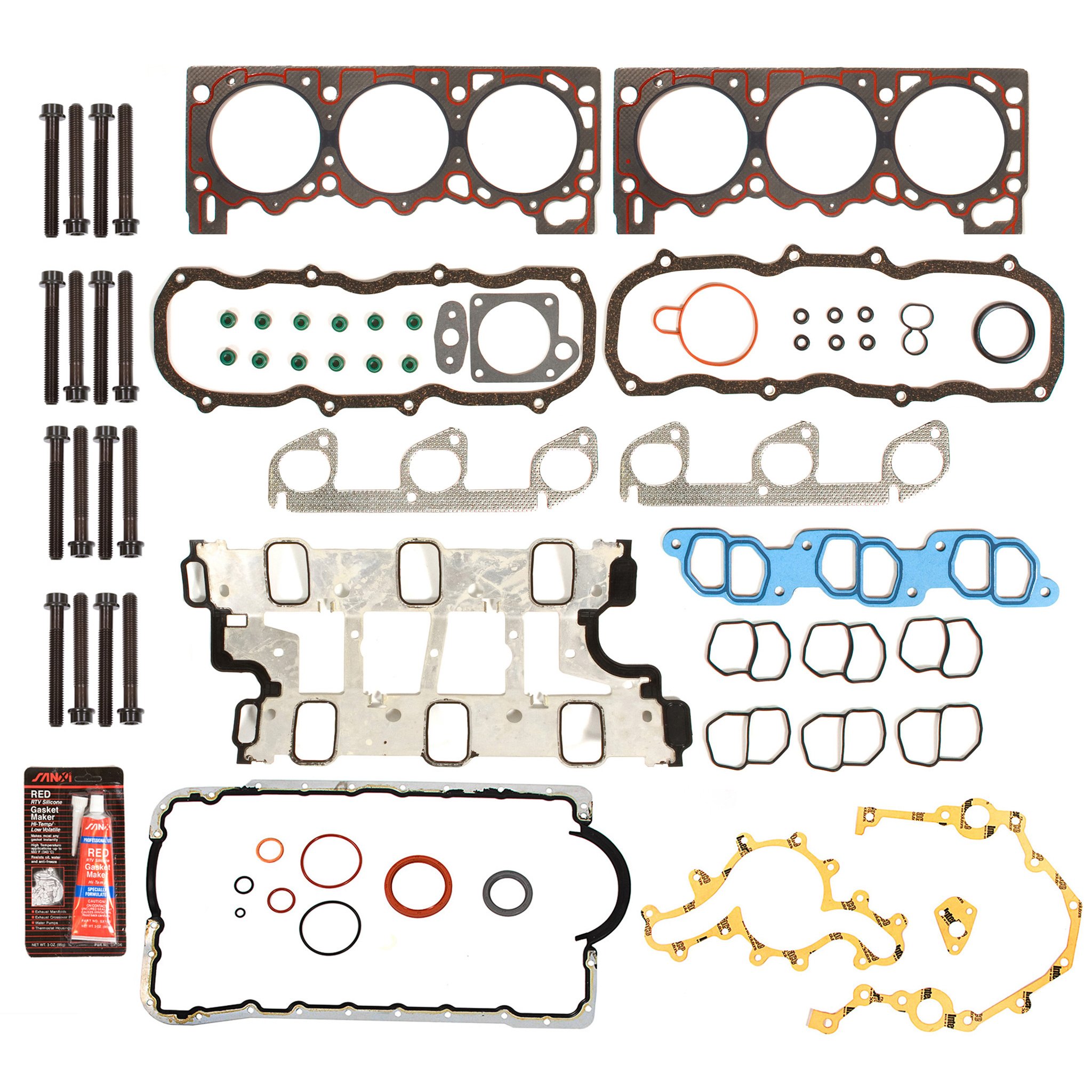 MA-4216924130 Full Gasket Set with Head Bolts Compatible with 1997-2000 Ford Mazda B4000 4.0L 244CID OHV VIN X - Engine Repair & Maintenance for Smooth Performance