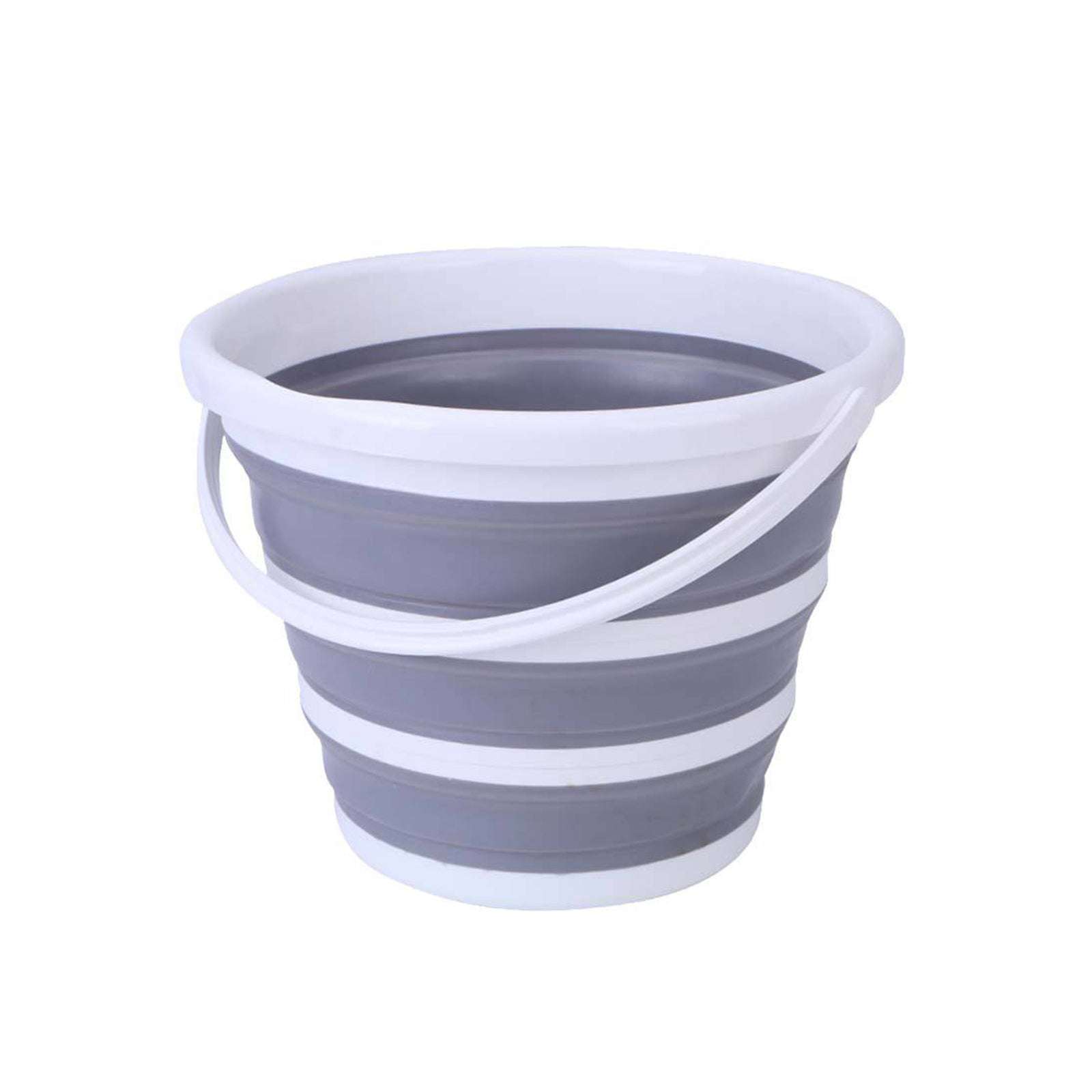 10L Foldable Collapsible Silicone Bucket - Portable Water Container for Home, Hiking, Camping & Fishing (Grey/White) | Perfect for Outdoor Adventures, Car Washing & Pet Bathing