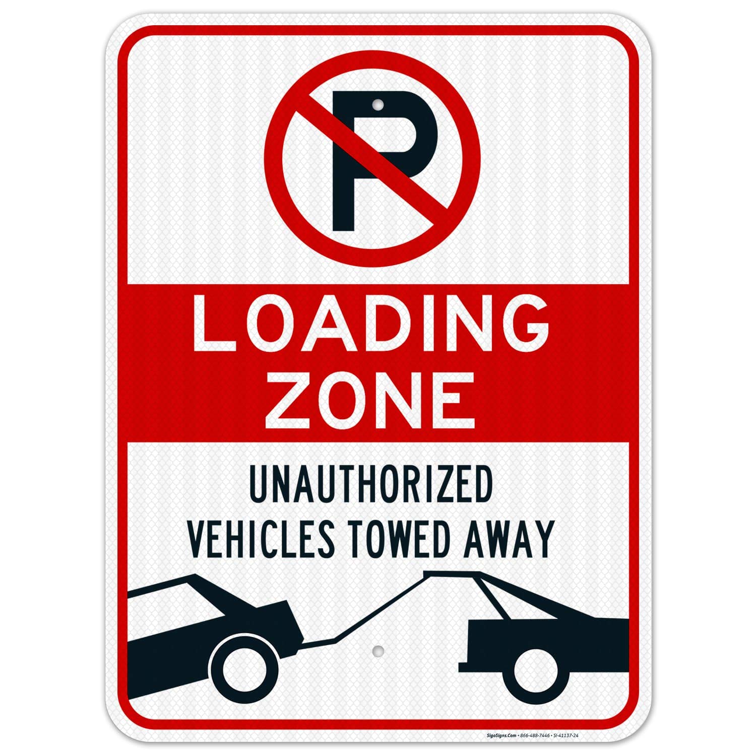 No Parking Sign - 18x24 Inches, 3M EGP Reflective Aluminum, Fade Resistant - Loading Zone & Restricted Area Signs for Indoor/Outdoor Use - Easy Mounting, Made in USA - Perfect for Warehouses, Parking Lots & Construction Sites
