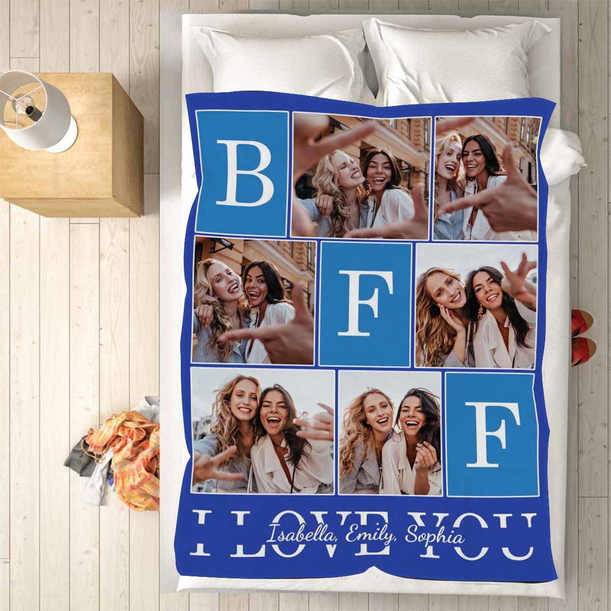 MyPupSocks Custom Photo Fleece Blanket - 6 Picture Personalized Throw Blanket 70x80 Inch - Lightweight Cozy Blanket for Couples, BFF Gifts, Pet Lovers - Perfect for Bed, Sofa, Couch & Home Decor