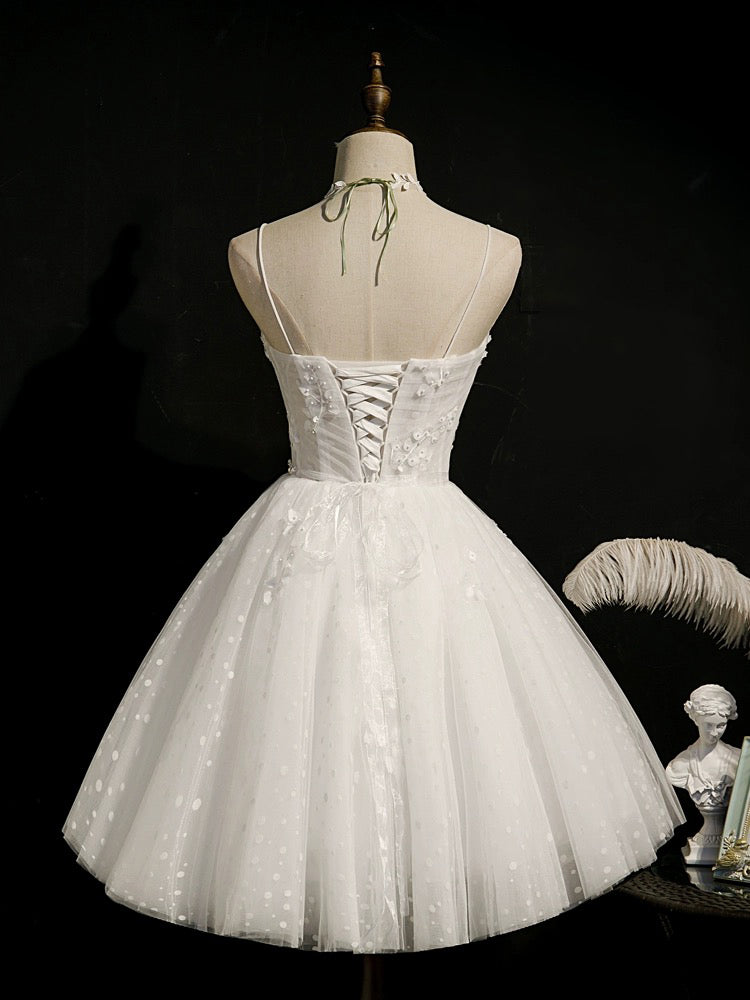 White Sweetheart Neck Tulle Lace Short Prom Dress - Elegant Homecoming Dress for Teens, Perfect for Prom Night, Graduation Party & Special Occasions