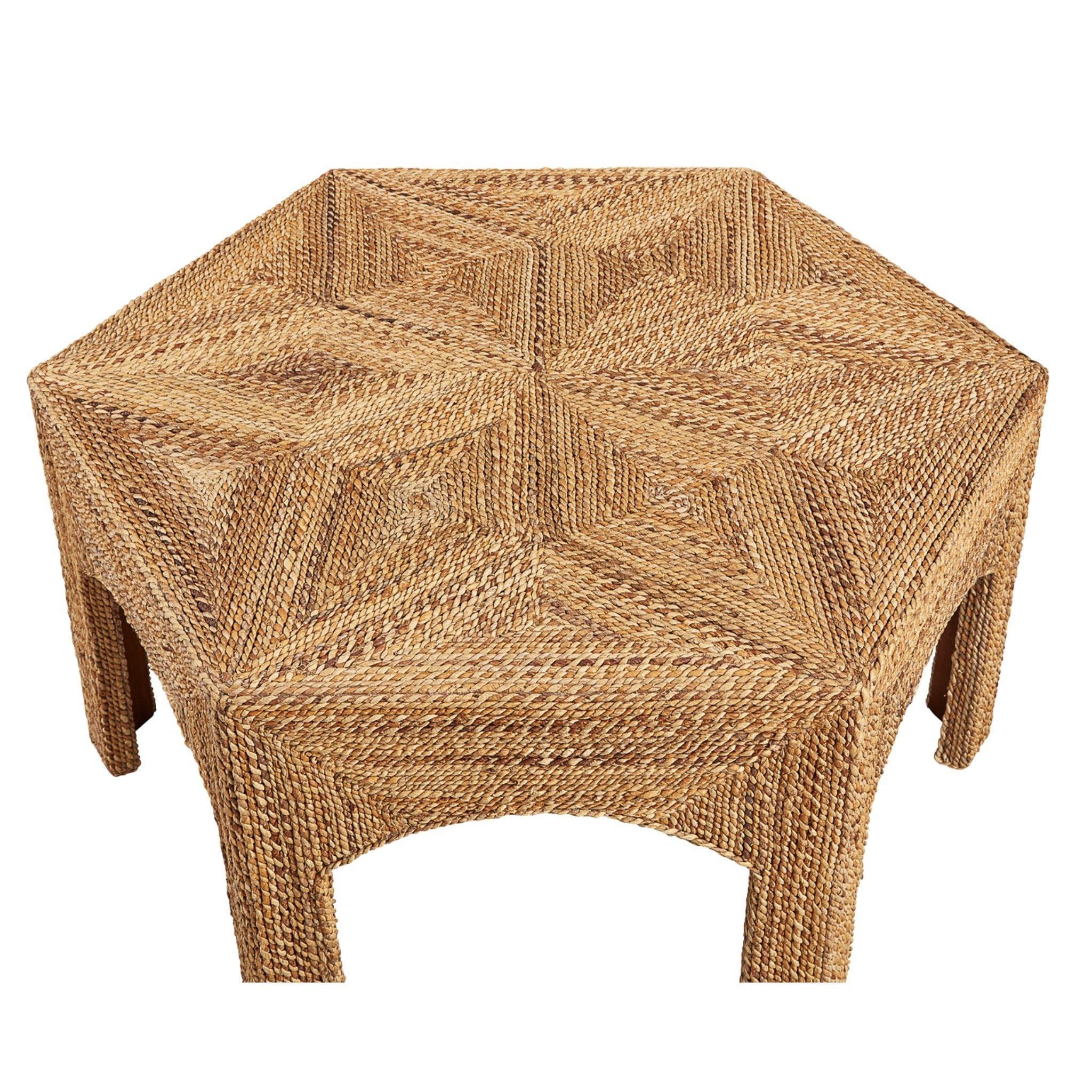 Handwoven Banana Leaf Coffee Table - Natural & Eco-Friendly Rattan Side Table for Living Room, Patio, or Beach House Decor