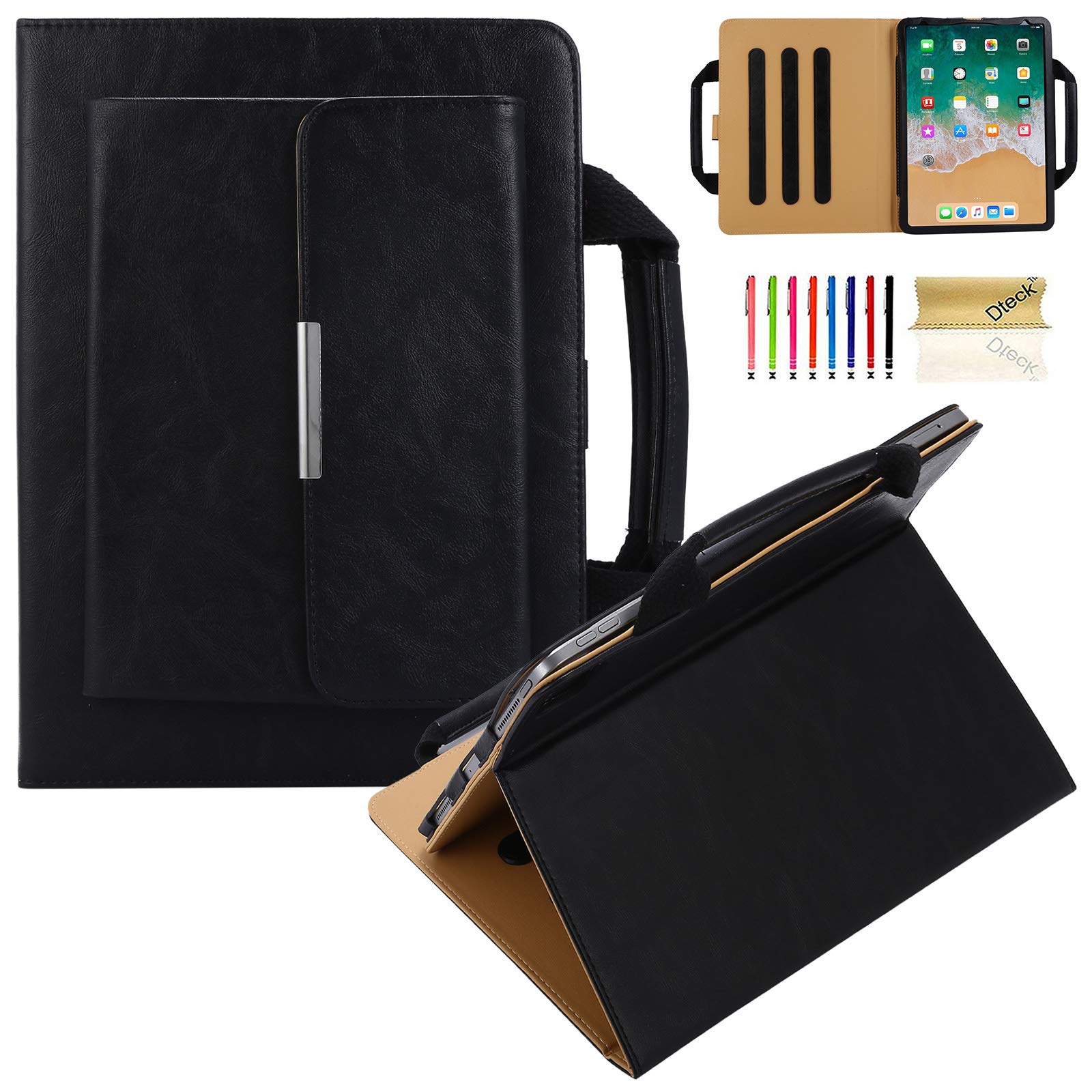 Premium Handbag iPad Case for Apple iPad Air 4th Gen & iPad Pro 11 (2021/2020/2018) - Dteck Synthetic Leather Magnetic Stand Cover with Auto Wake/Sleep & Smart Pocket - Slim Fit Protective Case - Perfect for Work, Travel & Daily Use - Black