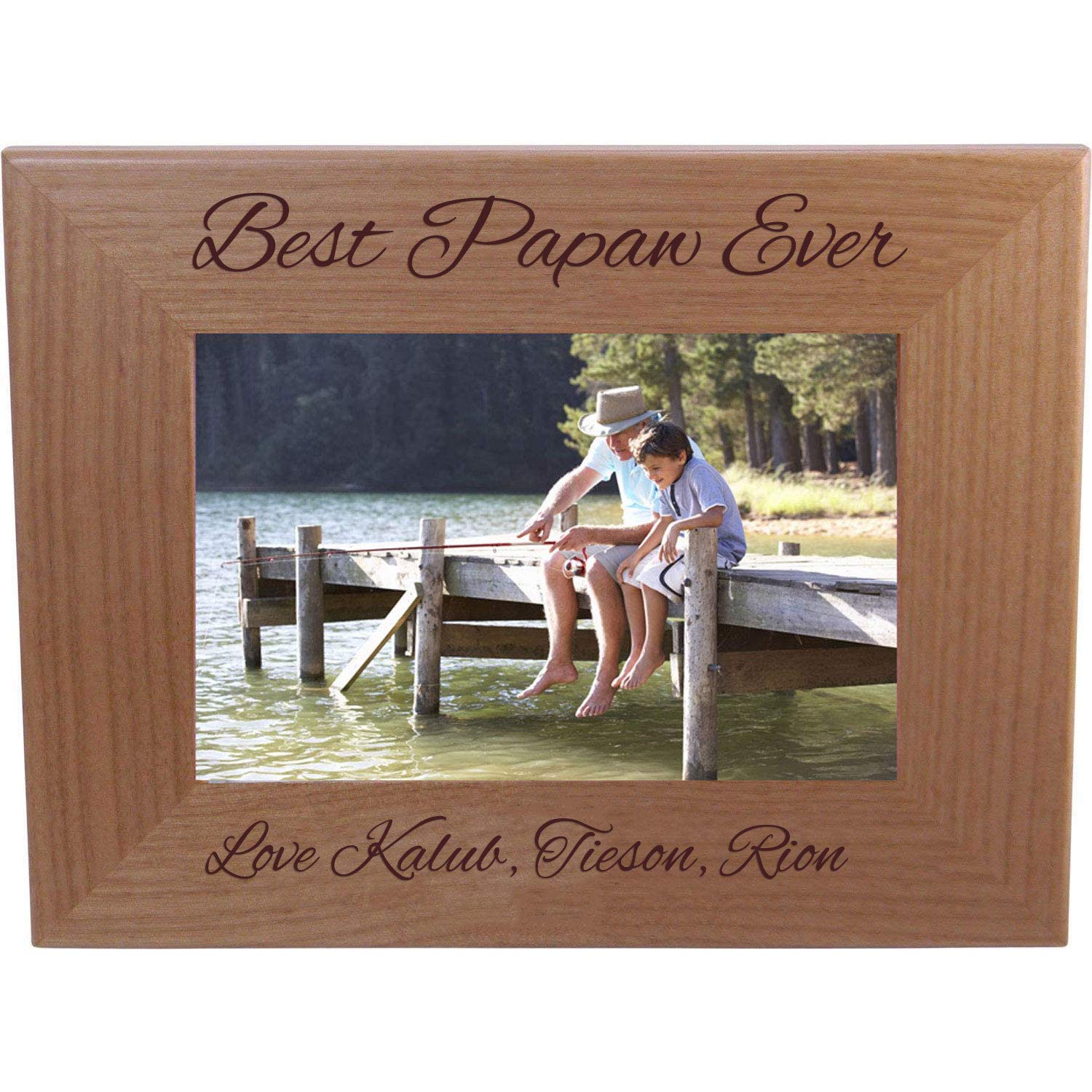 Personalized Engraved Alder Wood Picture Frame - Custom Text & Photo Gift - Best Dad Ever - Perfect for Father's Day, Birthday & Home Decor