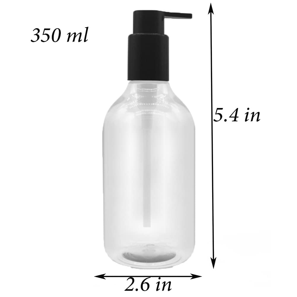 AKOAK 12oz (350ml) Refillable Plastic Pump Bottle - Leak-Proof Shampoo Dispenser, Conditioner Container & Essential Oil Bottle for Bathroom, Kitchen & Travel - BPA-Free Soap Lotion Dispenser for Home Use