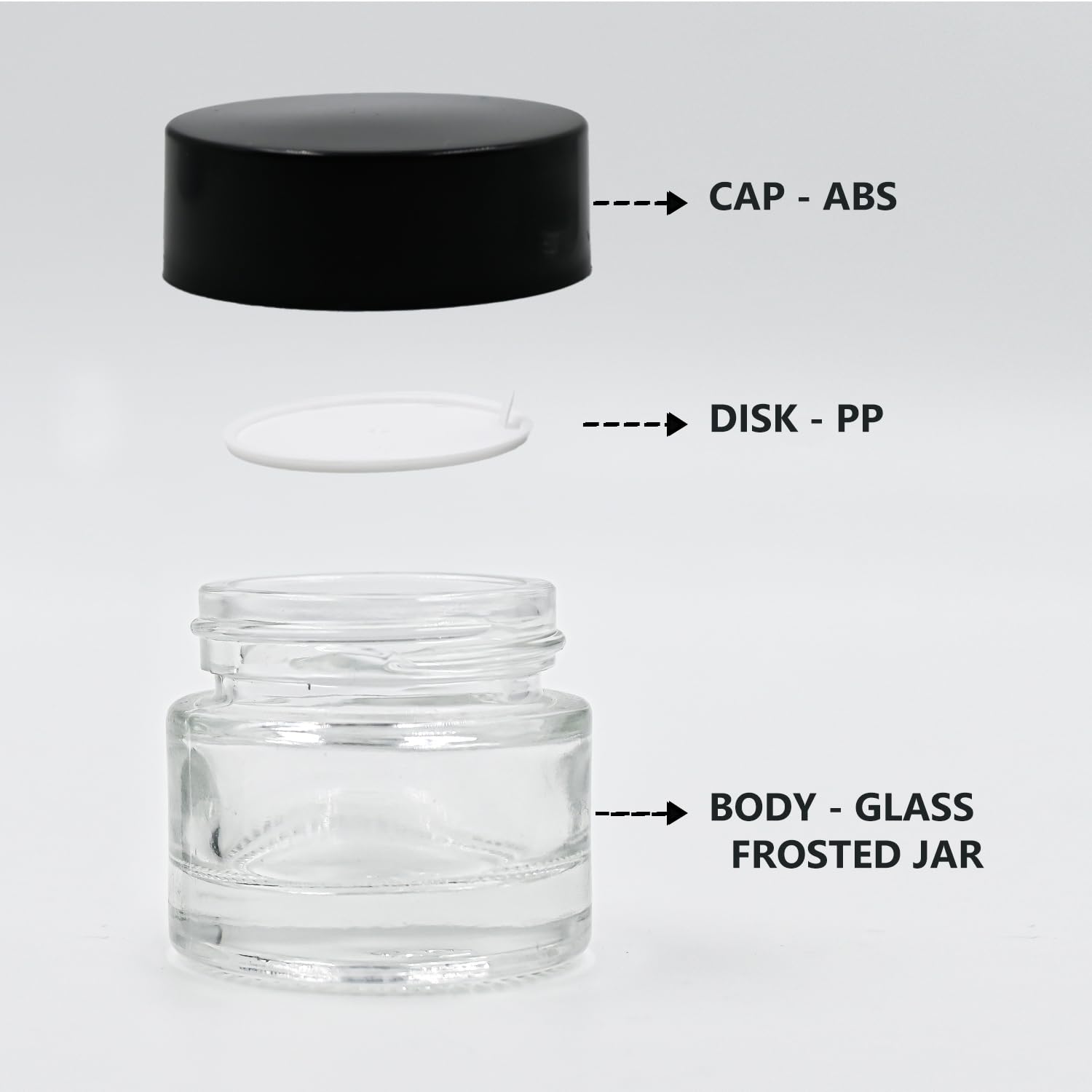 Happy Packaging 10g Clear Round Empty Glass Cosmetic Jars with Black Cap & White Inner Lids - Perfect for DIY Creams, Balms, Face Scrubs & Body Lotions | Ideal for Home Beauty Products, Skincare Storage & Travel Containers