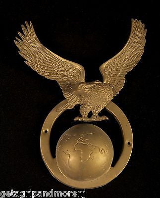 BRASS EAGLE Flying Over Earth Wall Decor - Handcrafted Metal Ornament for Home & Office - Perfect for Living Room, Bedroom, or Office Decoration