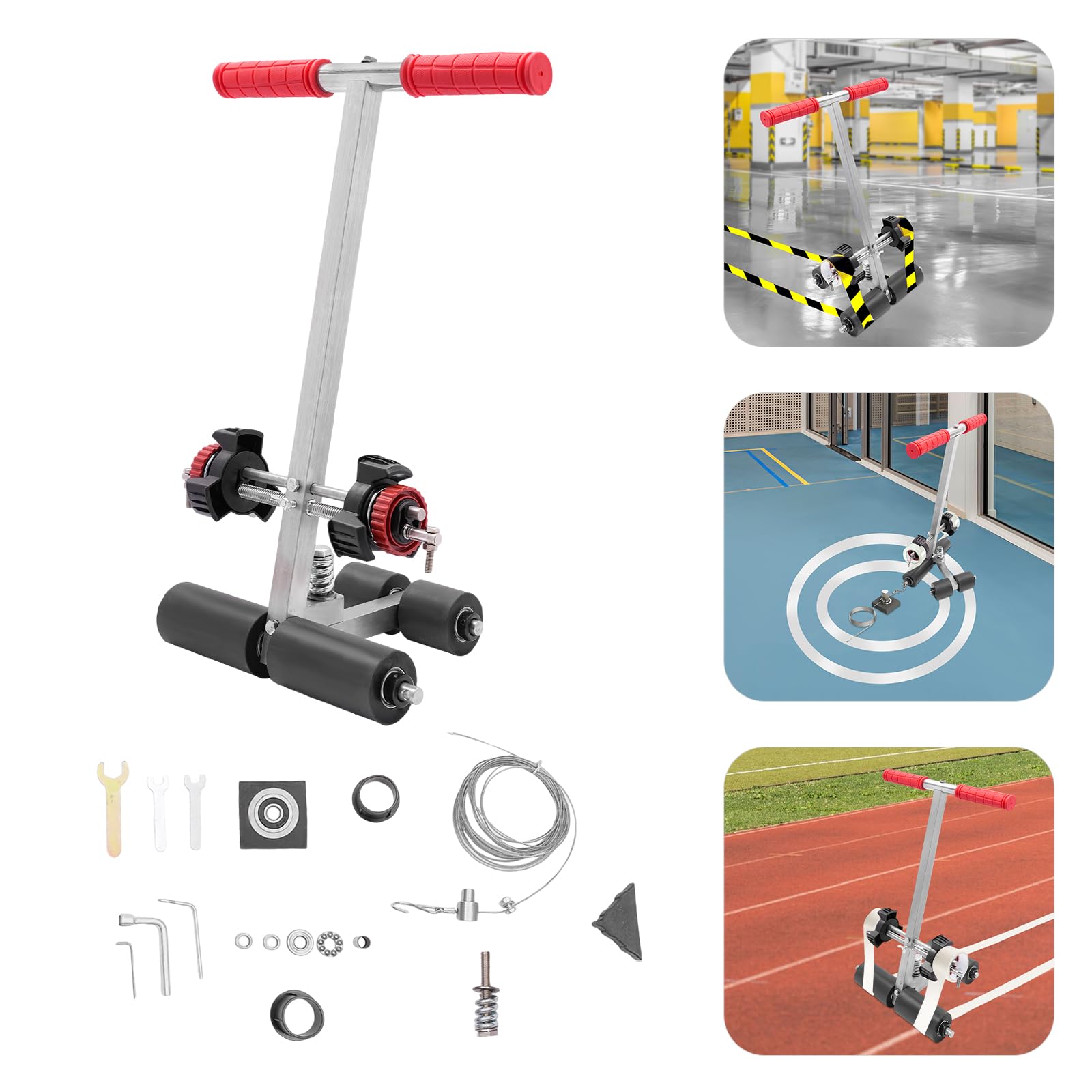 Professional Court Line Tape Machine with Circle Drawing Kit - Floor Marking Applicator for Basketball Courts, Sports Fields & Parking Lots - Perfect for Tile, Asphalt & Concrete Surfaces - Ideal for Gymnasiums, Schools & Recreation Centers
