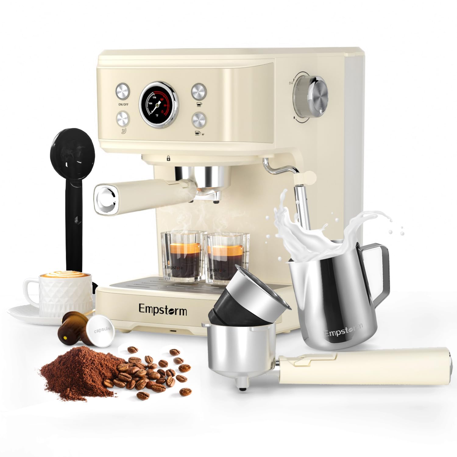 Professional 20 Bar Espresso Machine with Milk Frother - 2-in-1 Cappuccino & Latte Maker, Compatible with NS Original Capsules - Perfect for Home Brewing, Coffee Shops & Office Use