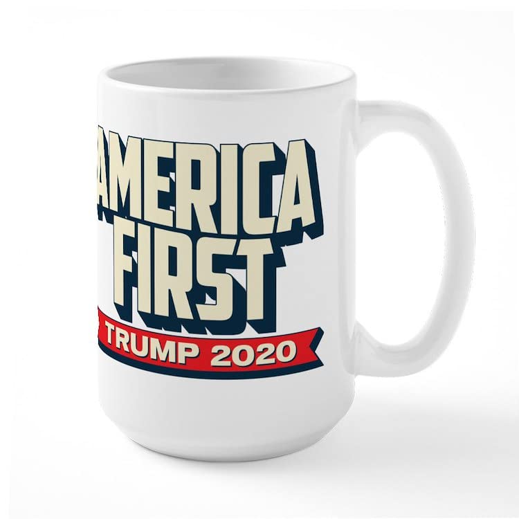 Trump 2020 America First 15 oz Ceramic Coffee Mug & Tea Cup - Perfect for Political Supporters, Office Use & Gift Giving