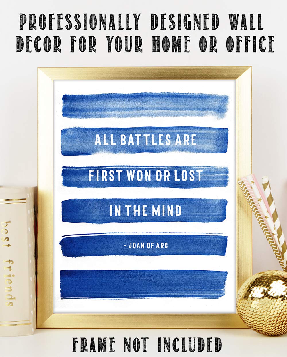TJ Originals - Joan of Arc Christian Bible Quote Wall Art Print 11x14, Inspirational Scripture Decor for Home & Office, Motivational Gift for Family & Friends (Blue Stripes) | Perfect for Living Room, Bedroom & Faith-Based Spaces
