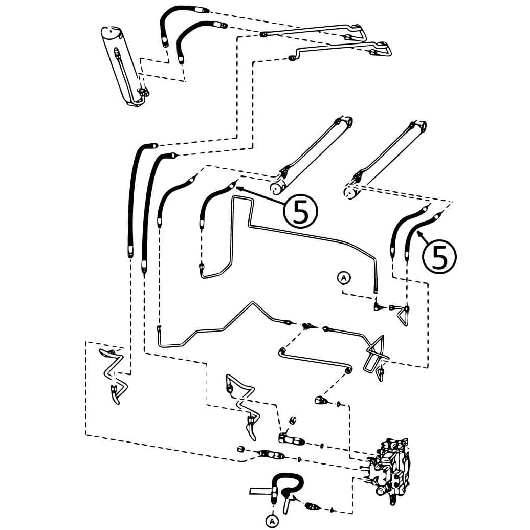 Bobcat T140 Hydraulic Hose for Loader Lift Cylinders - 5 Bore Ends - Heavy-Duty Replacement Part for Construction & Farming Equipment