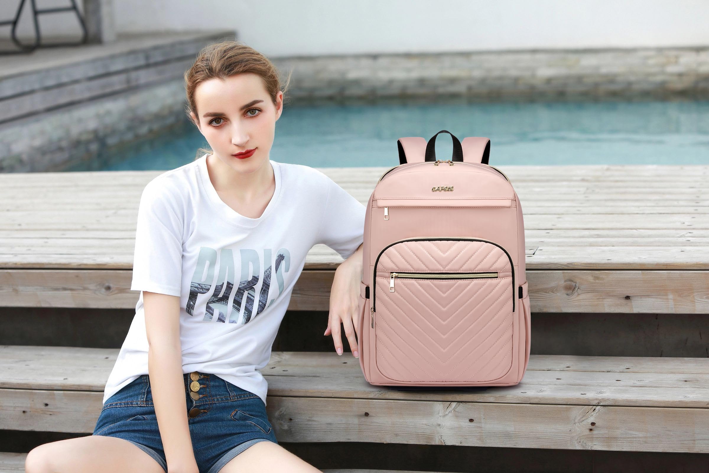 Stylish Pink Laptop Backpack for Women - Waterproof 17.3 Inch Anti-Theft Computer Bag for Travel, Work & College | Perfect for Business Professionals, Students & Commuters