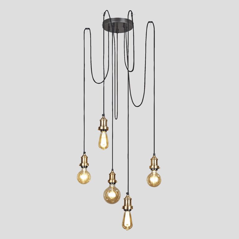 Stylish Brooklyn Cluster Ceiling Light in Pewter, Copper & Brass Finishes - IP20 Rated for Living Room, Bedroom & Dining Room Lighting