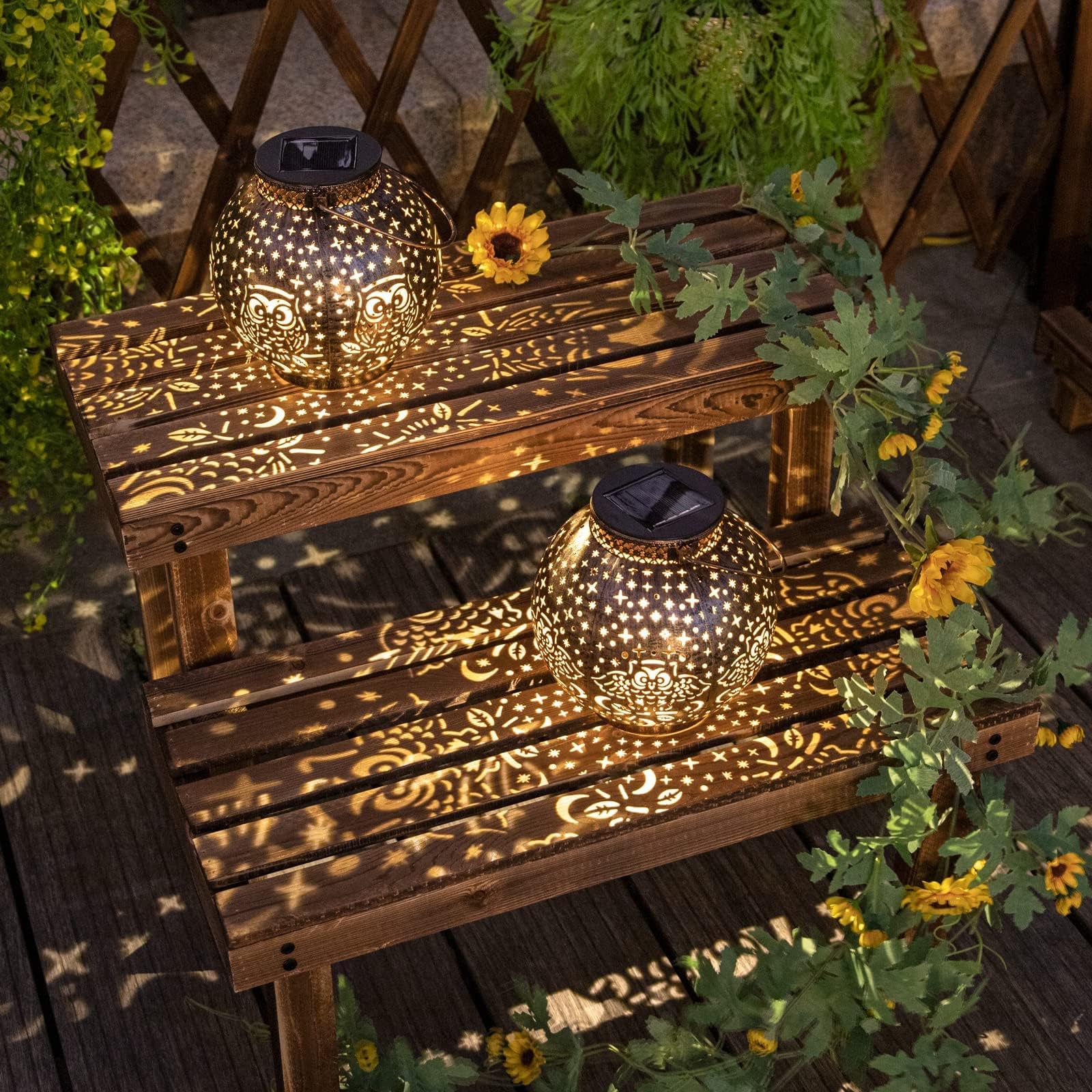 Solar Powered Owl Lanterns - Waterproof Outdoor Hanging Lights for Garden, Patio, Pathway, Balcony & Yard Decor (2 Pack) | Perfect for Evening Gatherings, Landscape Lighting & Romantic Ambience