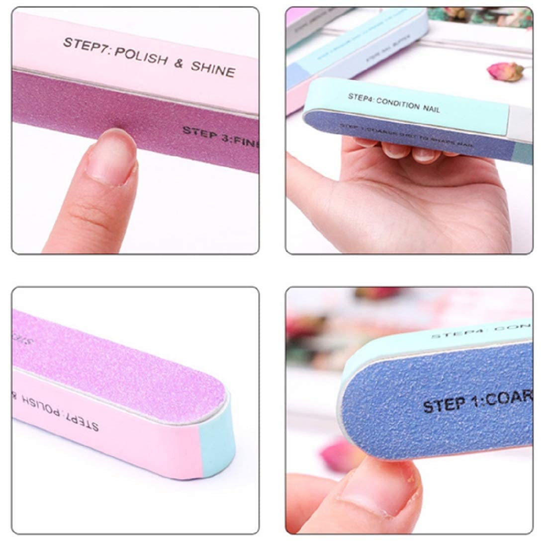 9UP® Professional 7-in-1 Nail File & Buffer Set for Manicure & Pedicure | Nail Repair, Shaping & Polishing Kit | Multicolor Pack of 3 | Perfect for Home, Salon & Travel Nail Care