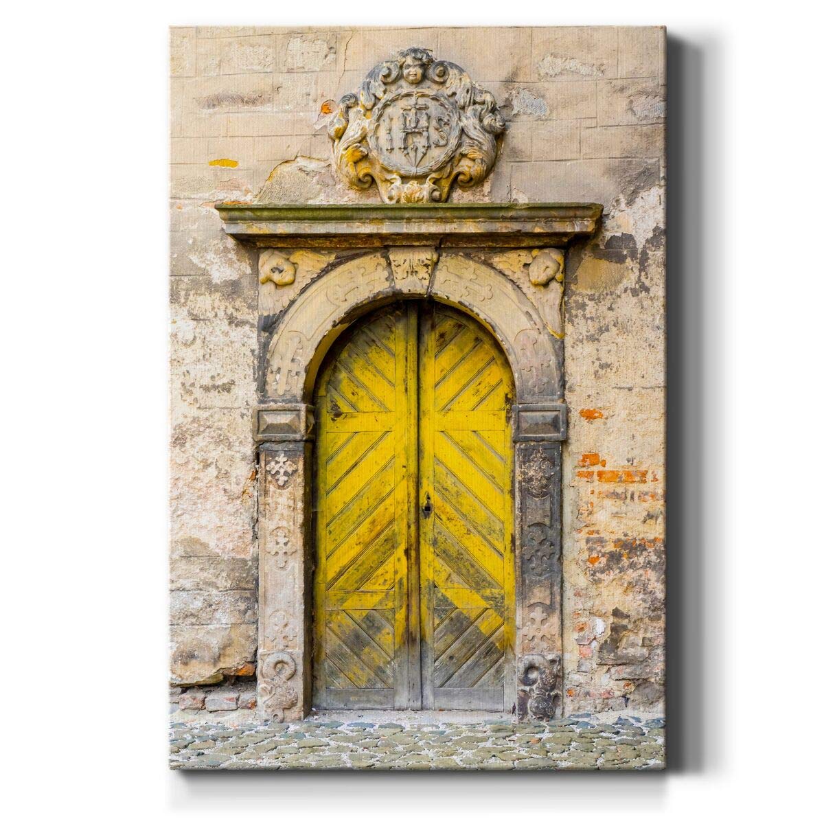 WEXFORD HOME Faded Yellow Vintage Wall Art - Rustic Architecture Canvas Painting, Modern Home Decor, Premium Gallery Wrapped & Ready to Hang (32x48 Inches) - Perfect for Living Room, Bedroom or Office Decor - Made in USA