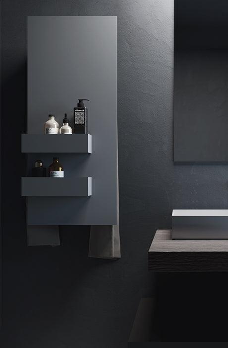 Mg12 Geometric Slim & Shelf Towel Warmer - 12W x 27.55H - Perfect for Bathrooms, Spas, and Luxury Home Decor