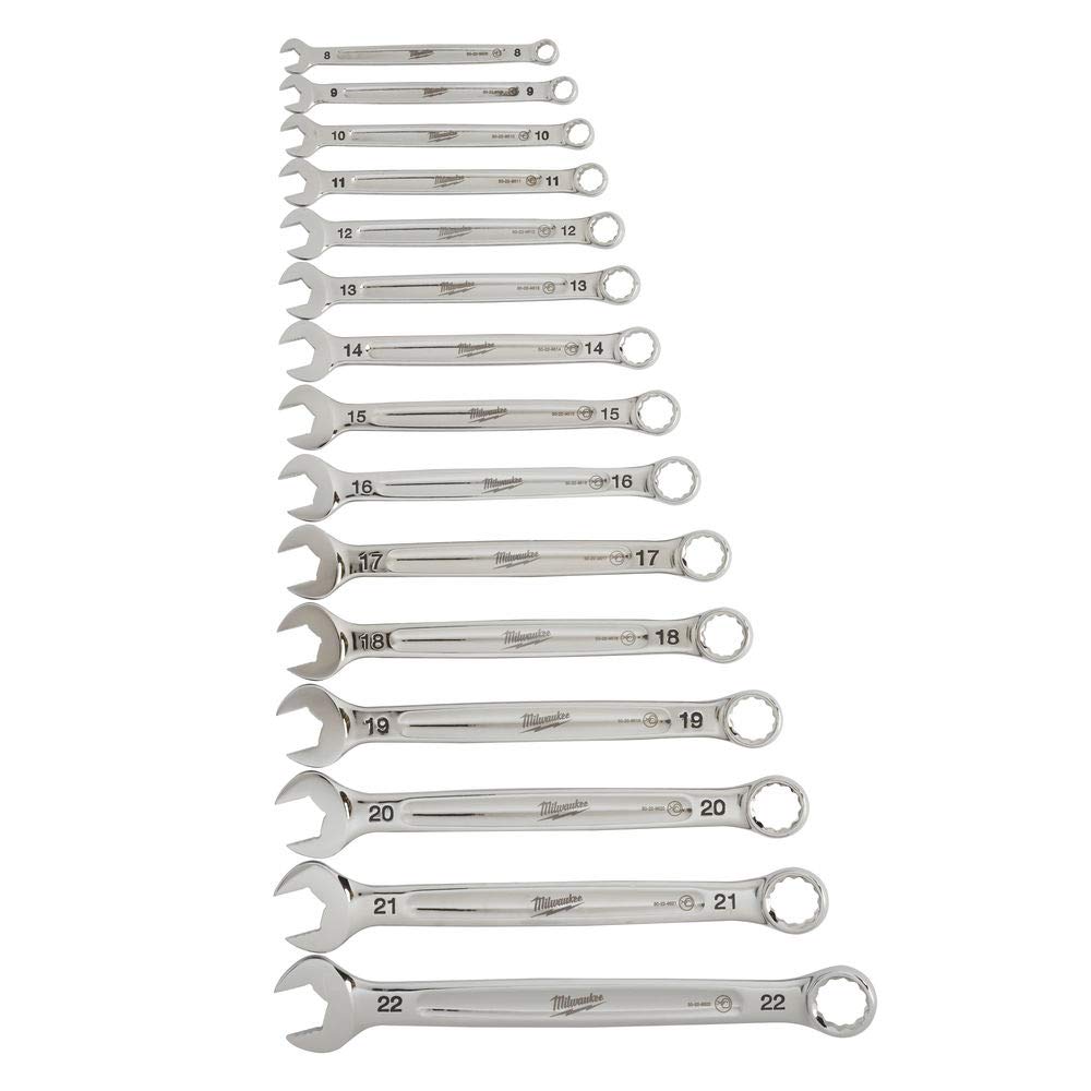 Milwaukee 932464994 MAX BITE Ratcheting Combination Wrench Set - 15-Piece Professional Tool Kit with Non-Slip Grip (Red) - Perfect for Automotive Repair, Plumbing, and DIY Home Improvement Projects
