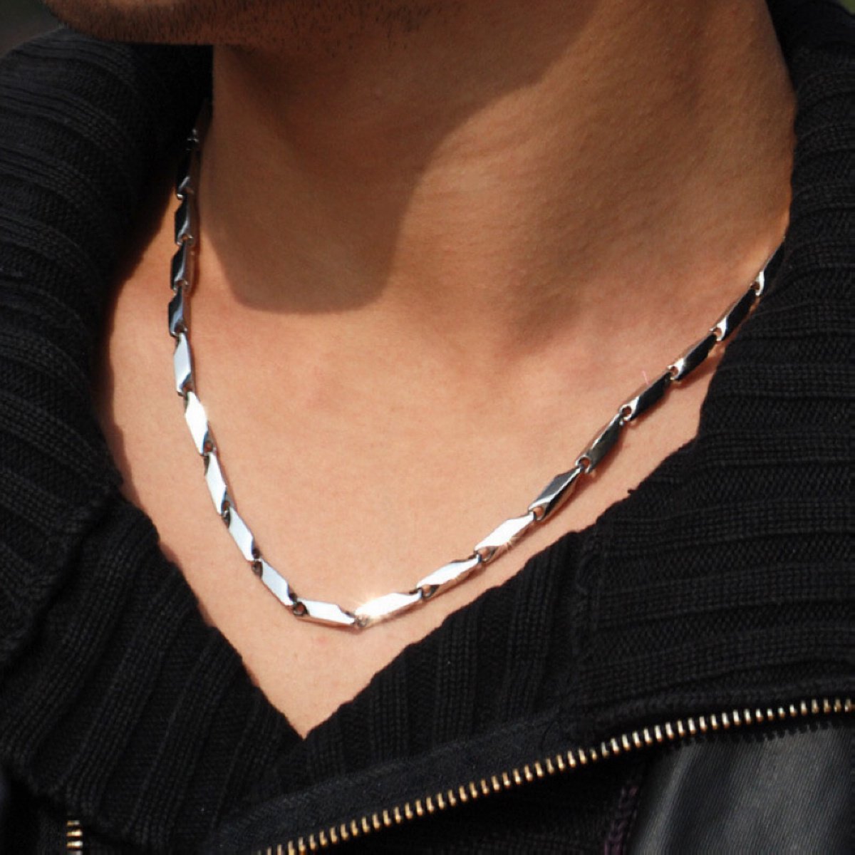 Merdia Stainless Steel Ingot Chain 32 Inch Necklace for Men - Durable & Hypoallergenic Jewelry for Everyday Wear, Gifts & Special Occasions