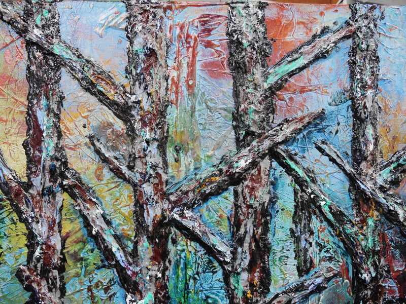 Abstract Realism Forest Trees Painting - Handmade Wall Art for Home & Office Decor - Perfect for Living Room, Bedroom, or Office Space