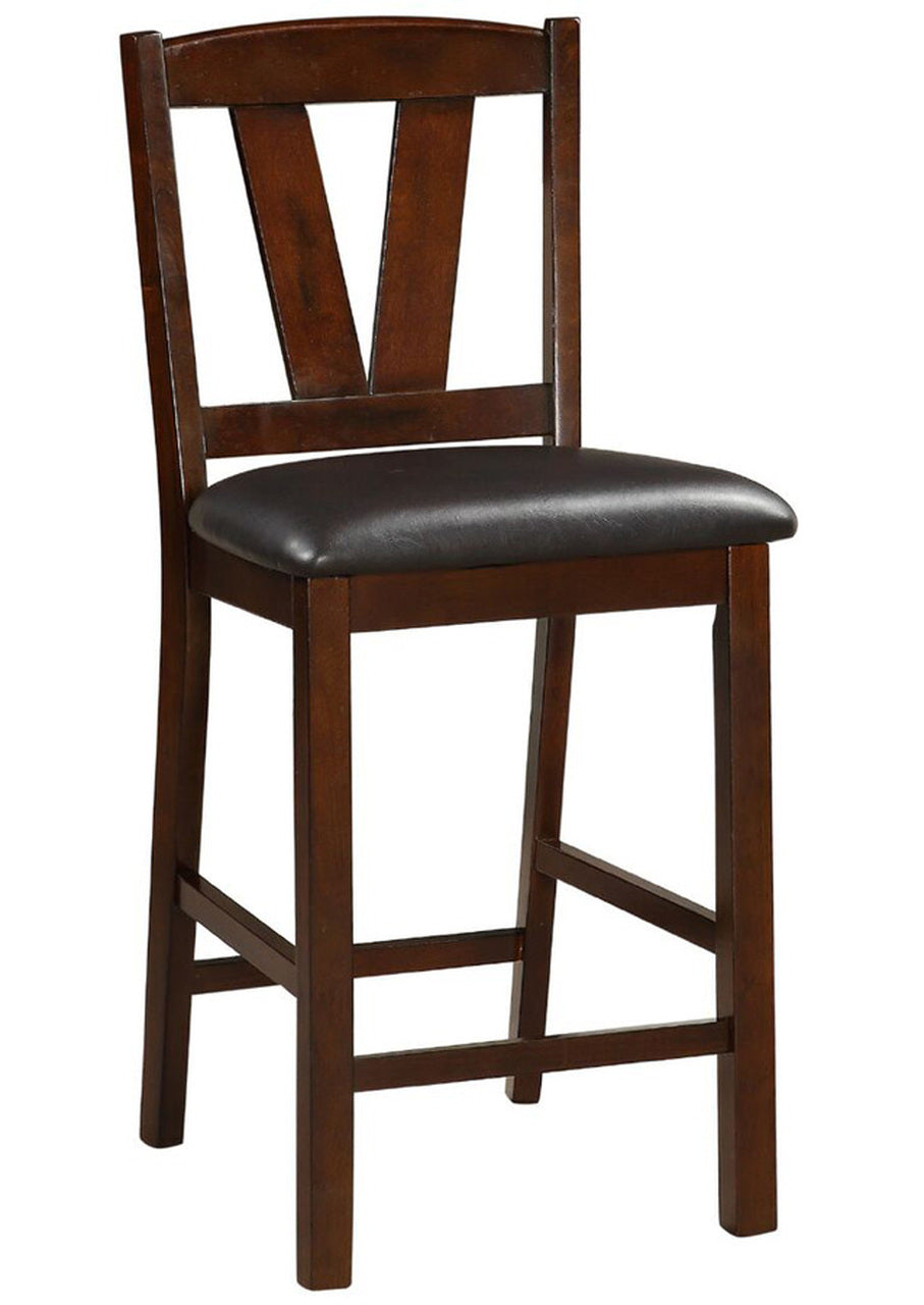 Dark Walnut Wood Framed Counter Height Dining Chairs Set of 2 - Cushioned Breakfast Nook & Kitchen Island Stools for Modern Farmhouse Decor