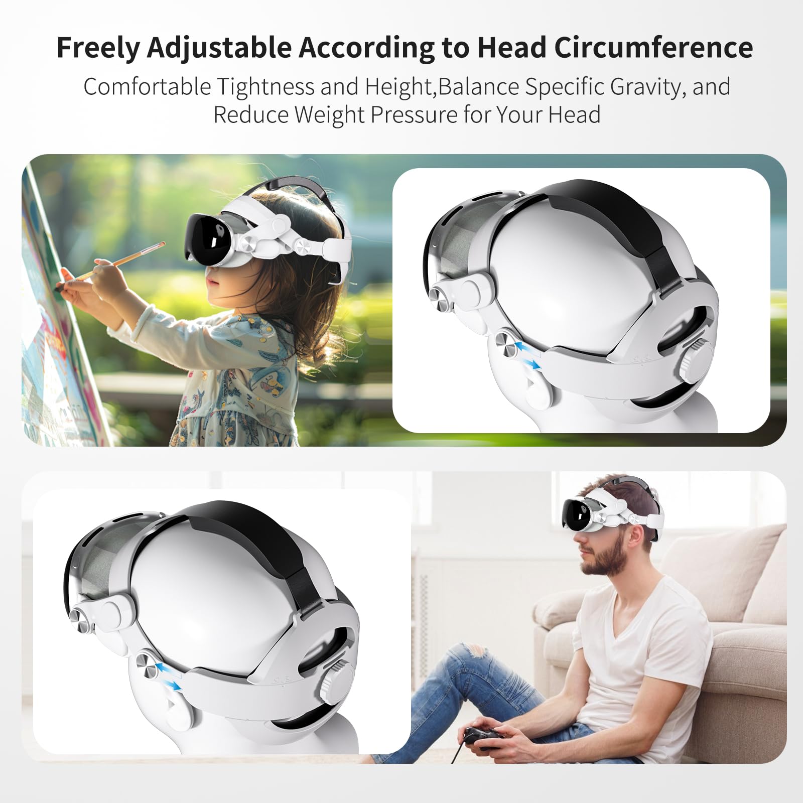 G-STORY Adjustable Comfort Head Strap for Apple Vision Pro VR Headset - Soft Cushion Lightweight Replacement Strap Reduces Facial Pressure | Perfect for Gaming, Movies & Virtual Reality Experiences