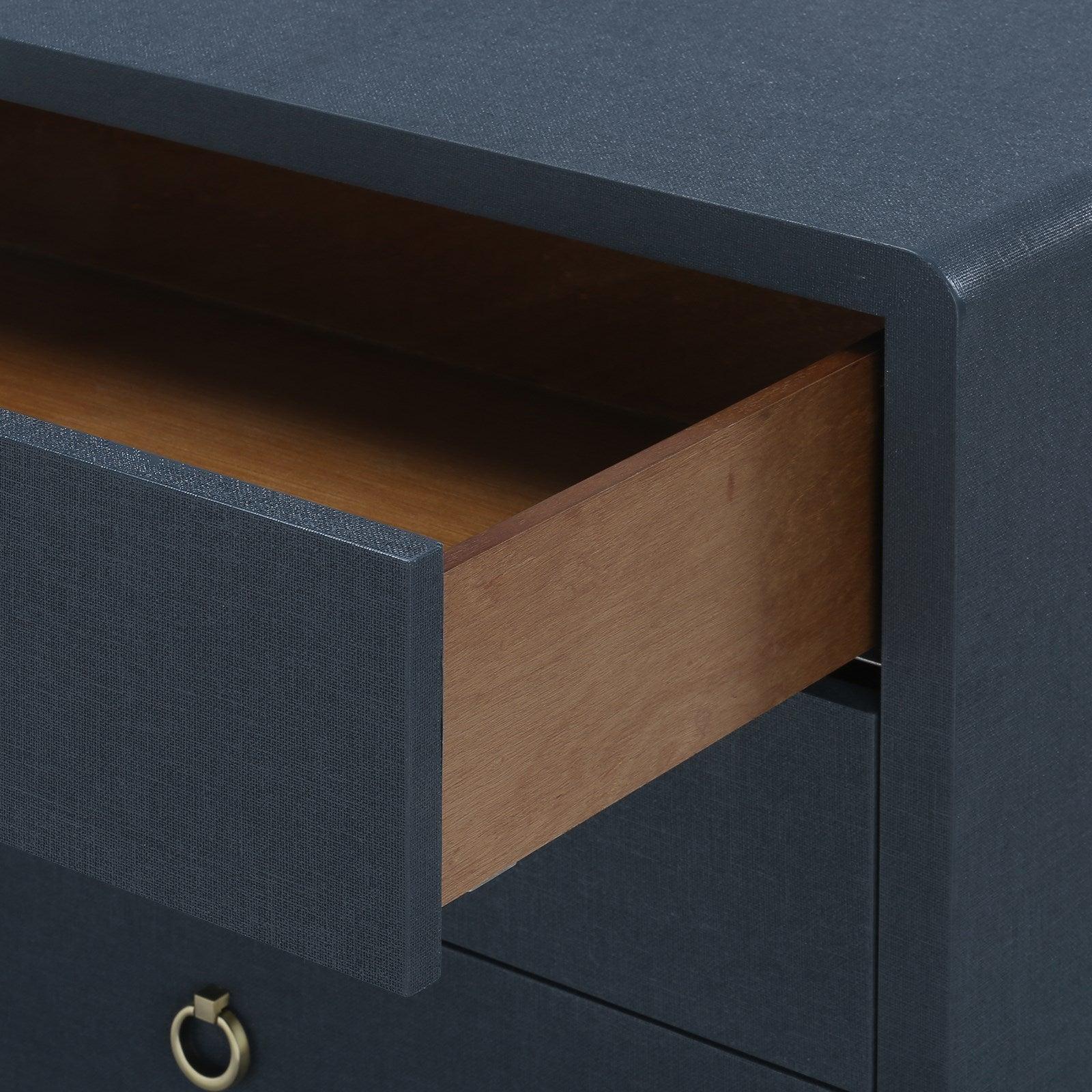 Bryant 3 Drawer Nightstand - Blue Steel Finish Bedside Table with Storage for Bedroom, Living Room & Office