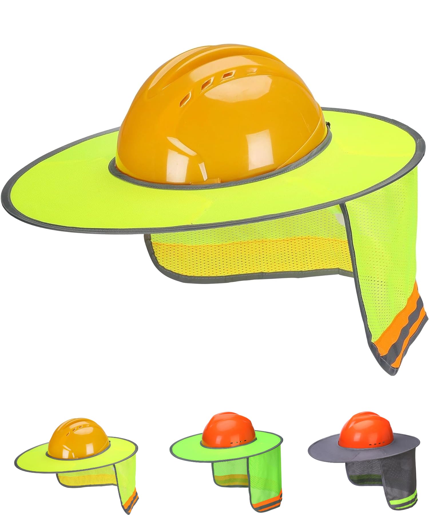 UNCO Hard Hat Sun Shield - High Visibility Reflective Mesh Sunshade with Full & Standard Brim | Hard Hat Accessories for Construction, Outdoor Work & Safety Protection | Perfect for Hot Weather, Sun Exposure & High Visibility Job Sites