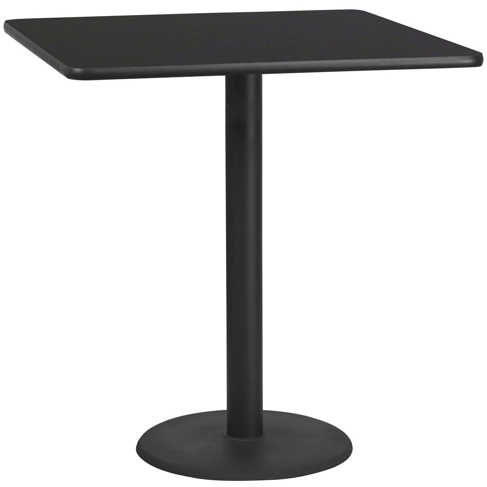Flash Furniture 42-Inch Square Black Laminate Table Top with 24-Inch Round Bar Height Base - Perfect for Home Office, Kitchen, Restaurant & Commercial Use