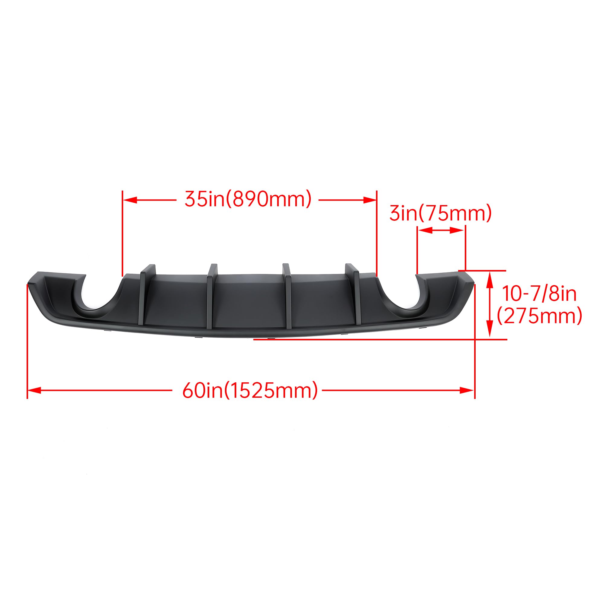 HECASA Matte Black Rear Diffuser for 2012-2014 Dodge Charger SRT8 | V2 Style Rear Bumper Lip Splitter Valance | Enhances Aerodynamics & Sporty Look | Perfect for Car Upgrades & Racing Enthusiasts