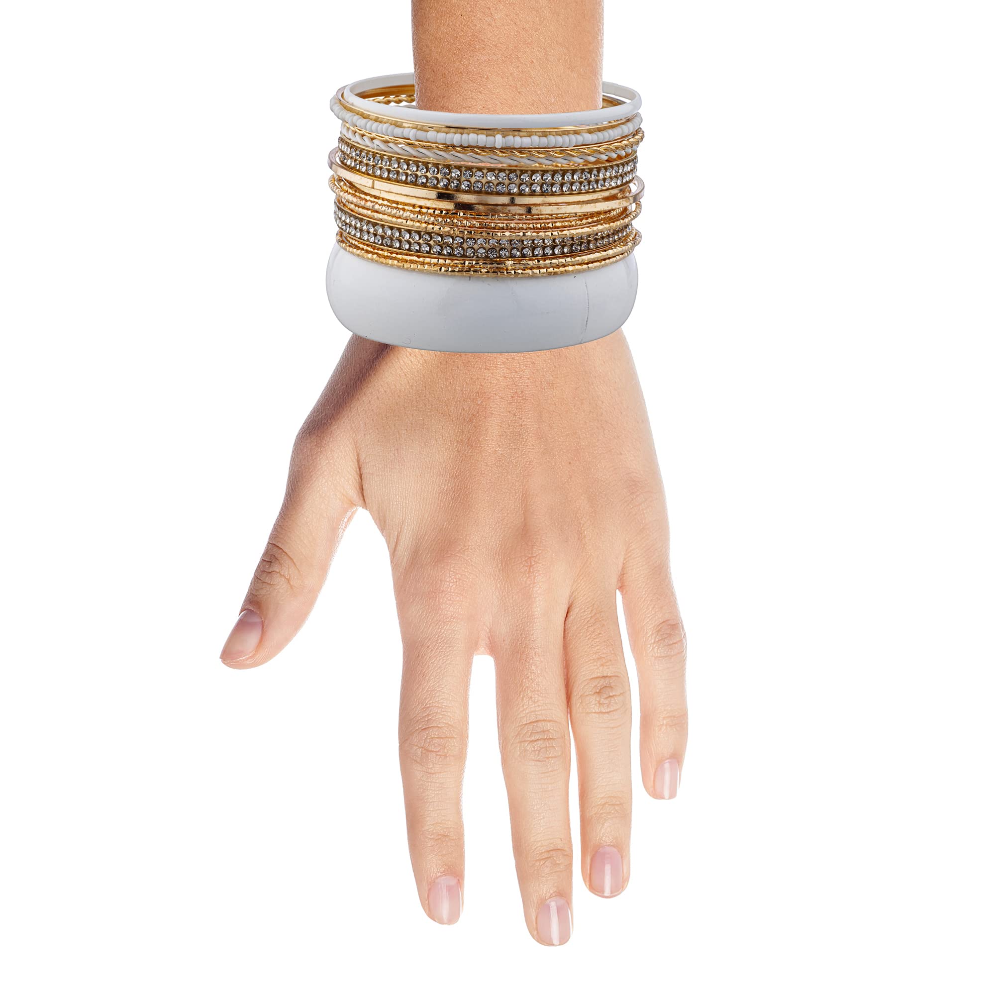 Nicole Miller Gold Rhinestone Bangle Set - 14pcs for Parties & Weddings