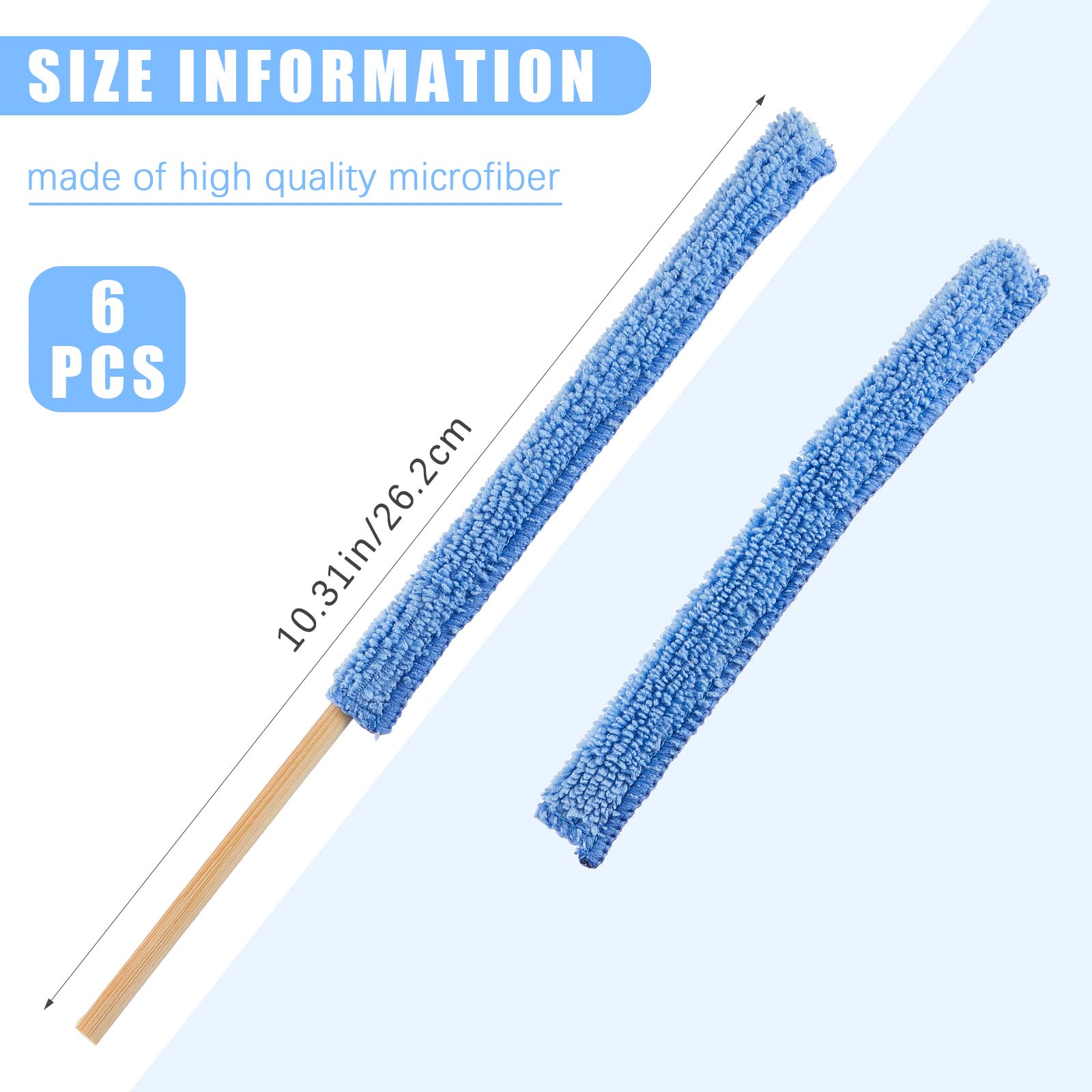 Honeydak 6-Piece Microfiber Detail Cleaning Kit - Mini Duster Sticks, Crevice Cleaner for Car Vents, Home Air Vents, Windows & Tight Spaces - Perfect for Dusting Electronics, Keyboards & Small Appliances