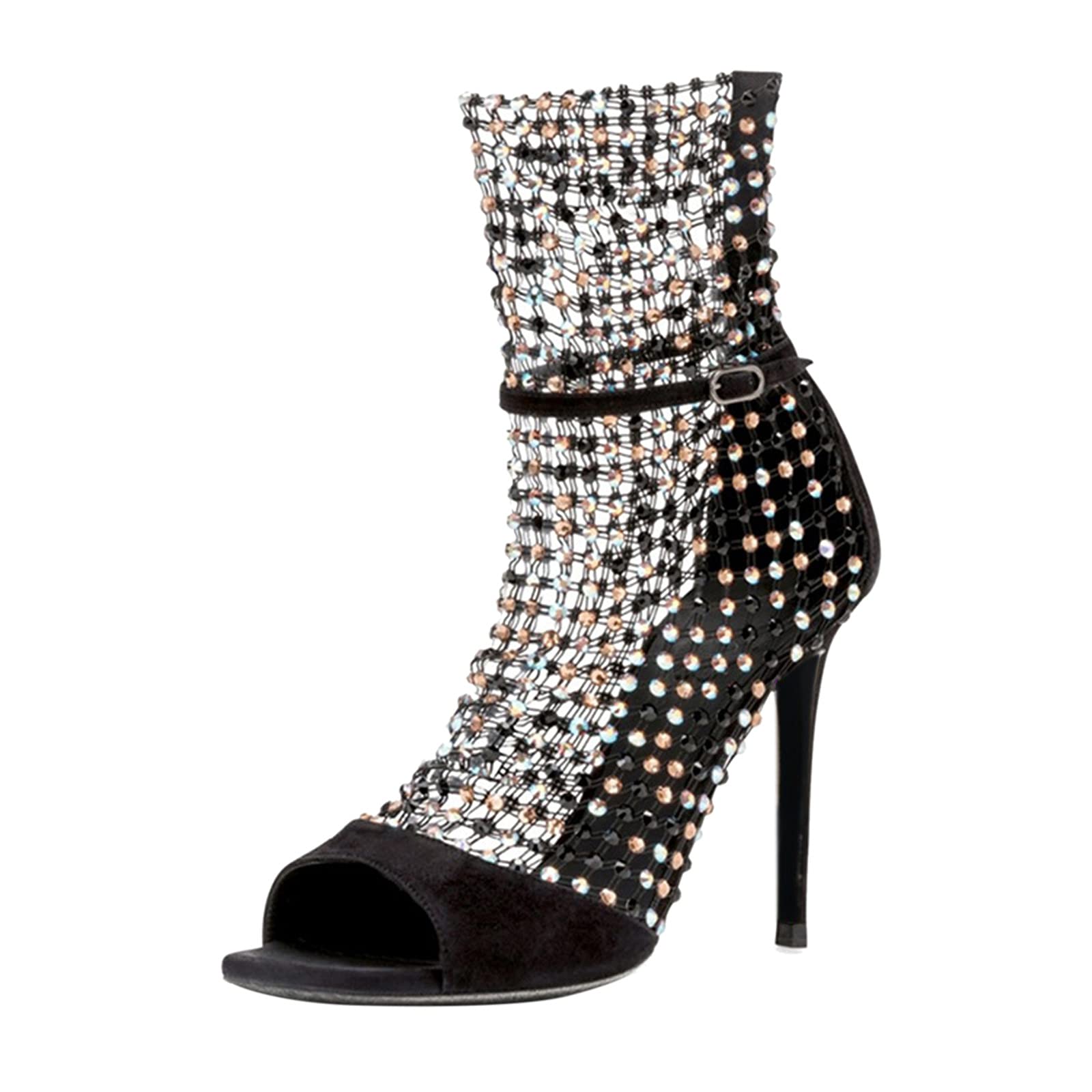 Elegant Women's High Heel Sandals with Crystal Decor - Roman Style Peep Toe Summer Sandals in Tan | Perfect for Weddings, Parties & Beach Vacations