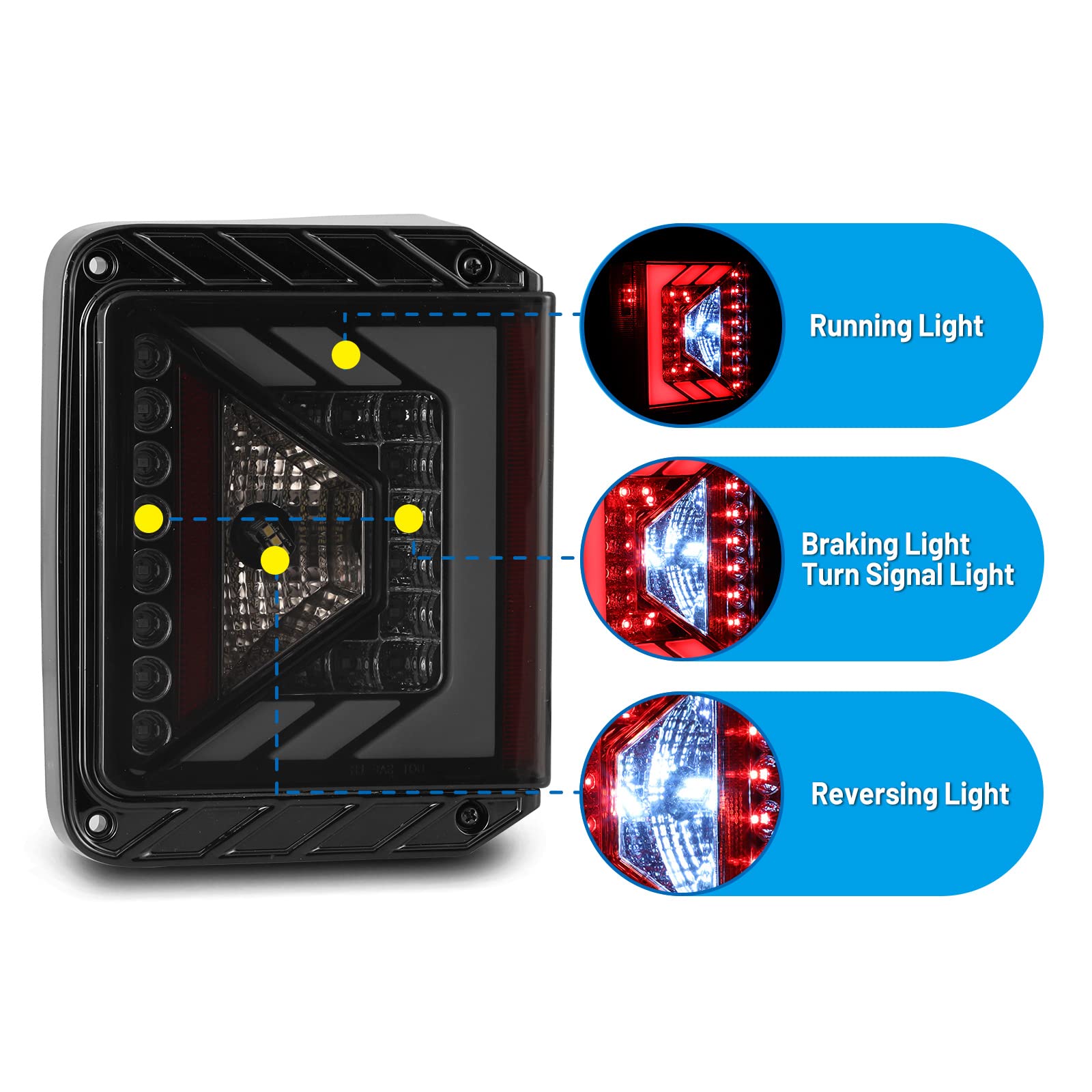AUTOWIKI LED Tail Lights for Jeep Wrangler JK JKU 2007-2018 - Black Housing Smoke Lens Replacement Taillight Assembly (1 Pair) - Perfect for Off-Roading, Night Driving & Vehicle Customization