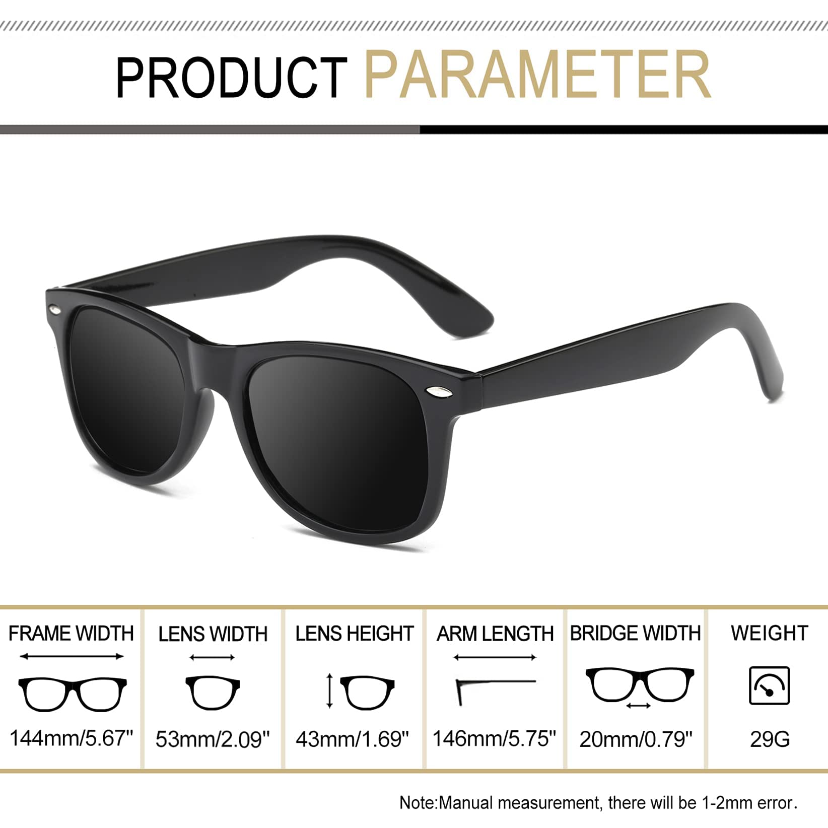 Joopin Square Polarized Sunglasses for Men & Women - UV Protection, Trendy Designer Shades for Outdoor, Driving & Fashion