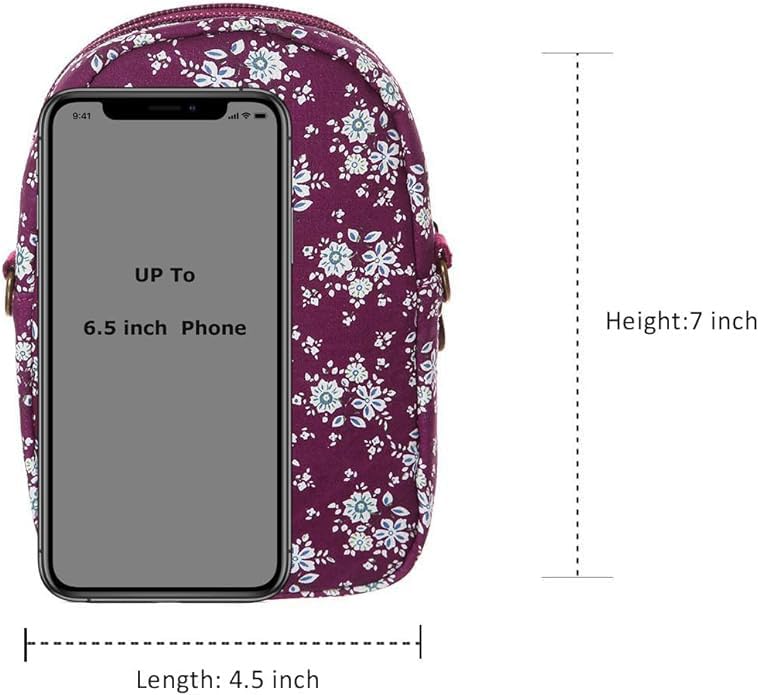 Floral Crossbody Bag for Women - Small Canvas Shoulder Purse with Phone & Coin Pouch - Perfect for Travel, Shopping & Everyday Use