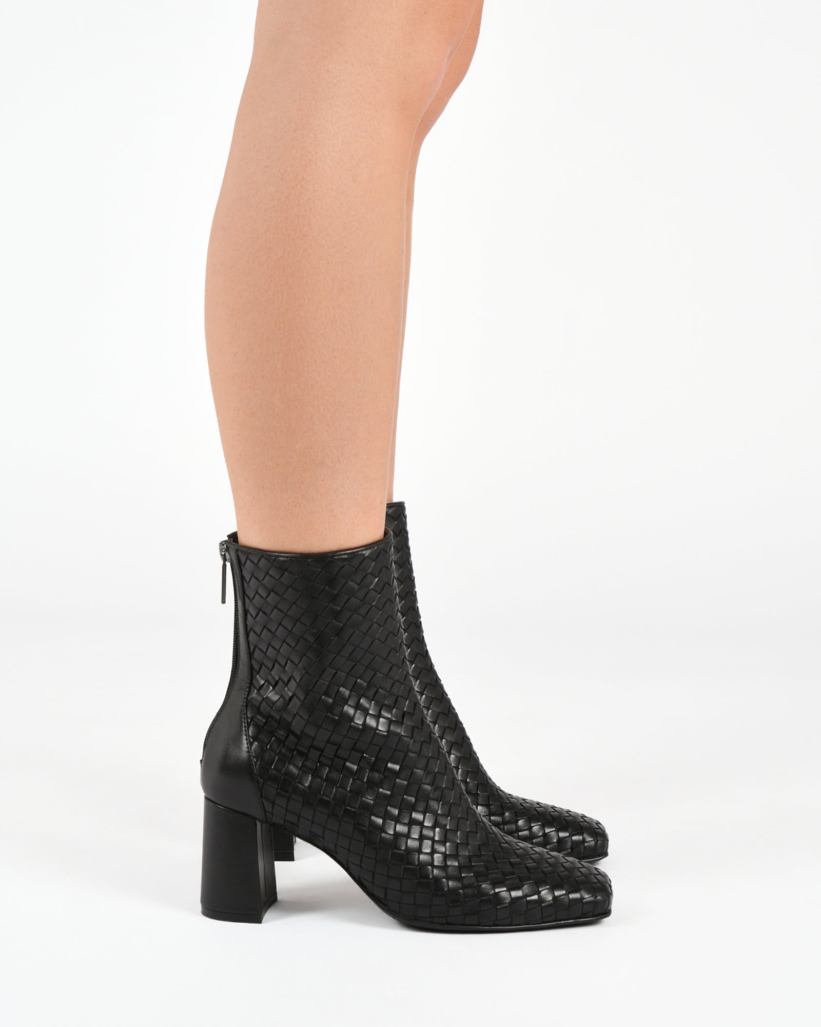 NOLA Mid Ankle Boots for Women - Black Leather Booties with Comfortable Cushioning | Perfect for Casual Outfits, Office Wear & Fall Fashion