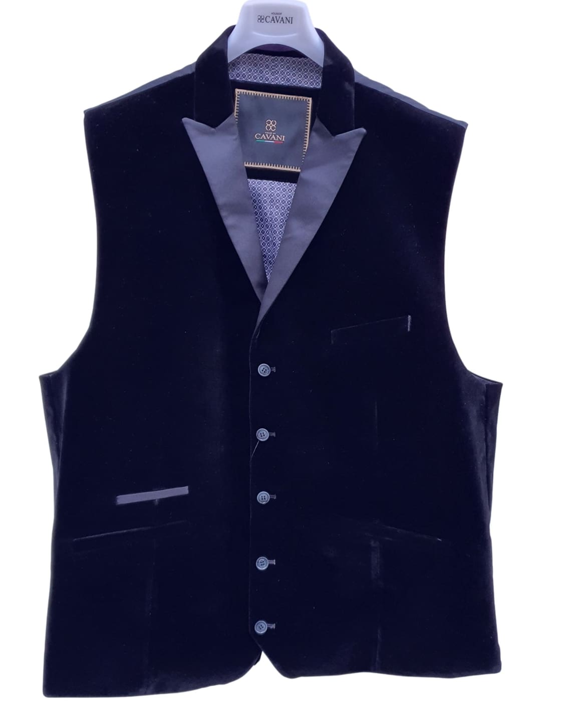Cavani Rosa Navy Blue Velvet Tuxedo Lapel Waistcoat Vest for Men - Formal Wedding, Prom & Evening Wear