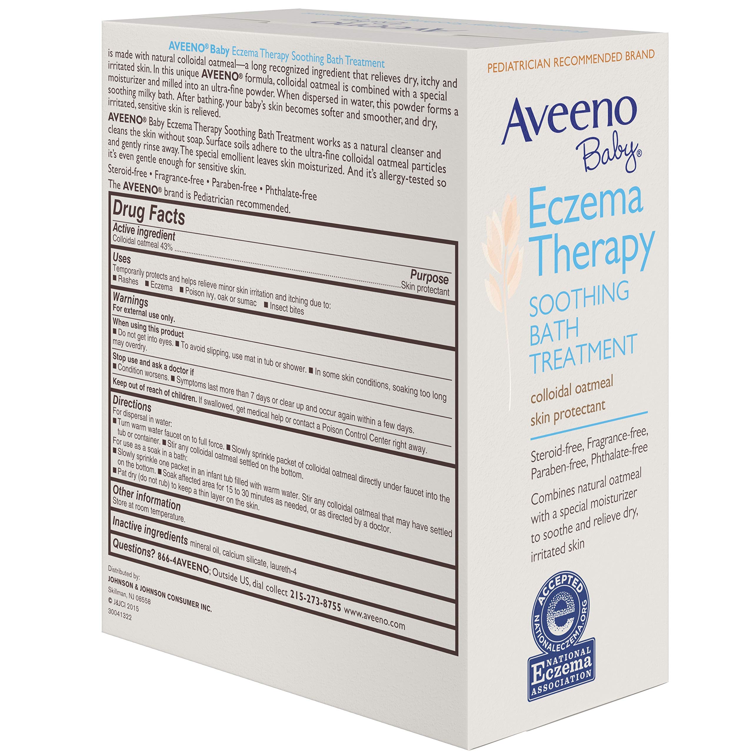 Aveeno Baby Eczema Therapy Moisturizing Soothing Bath Treatment for Babies - 5 Count Pack - Gentle Relief for Dry, Itchy Skin - Perfect for Nighttime Baths & Sensitive Skin Care