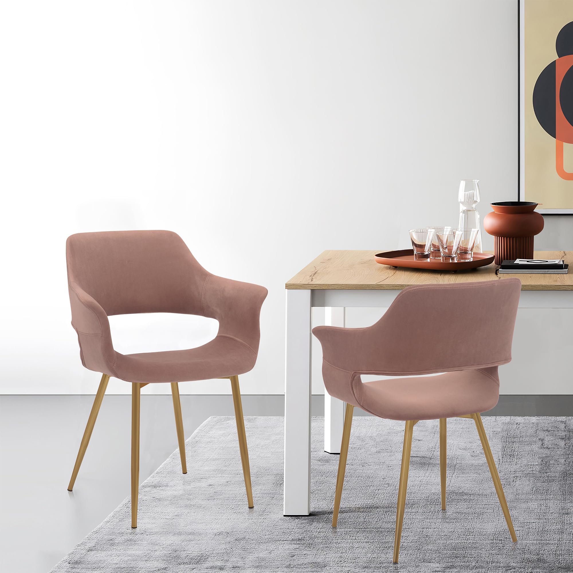 Armen Living Gigi Velvet Dining Chairs with Metal Legs - Set of 2, 19