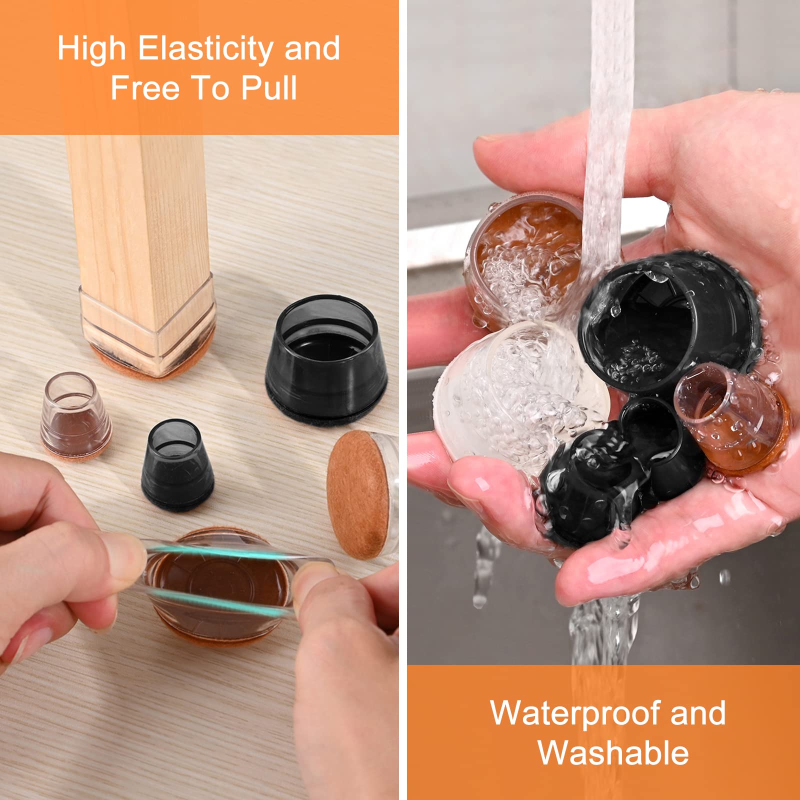 20 Pack Transparent Silicone Chair Leg Floor Protectors - Thickened Furniture Felt Pads for Tables & Chairs - Reduce Noise, Prevent Scratches & Easy Gliding - Perfect for Hardwood Floors, Tile & Office Furniture
